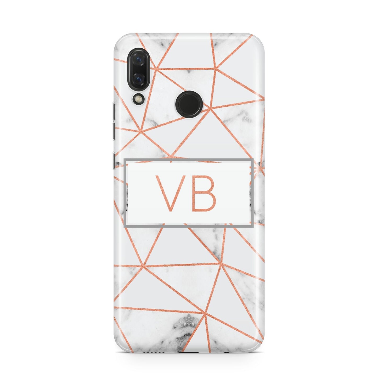 Personalised Rosegold Marble Initials Huawei Nova 3 Phone Case