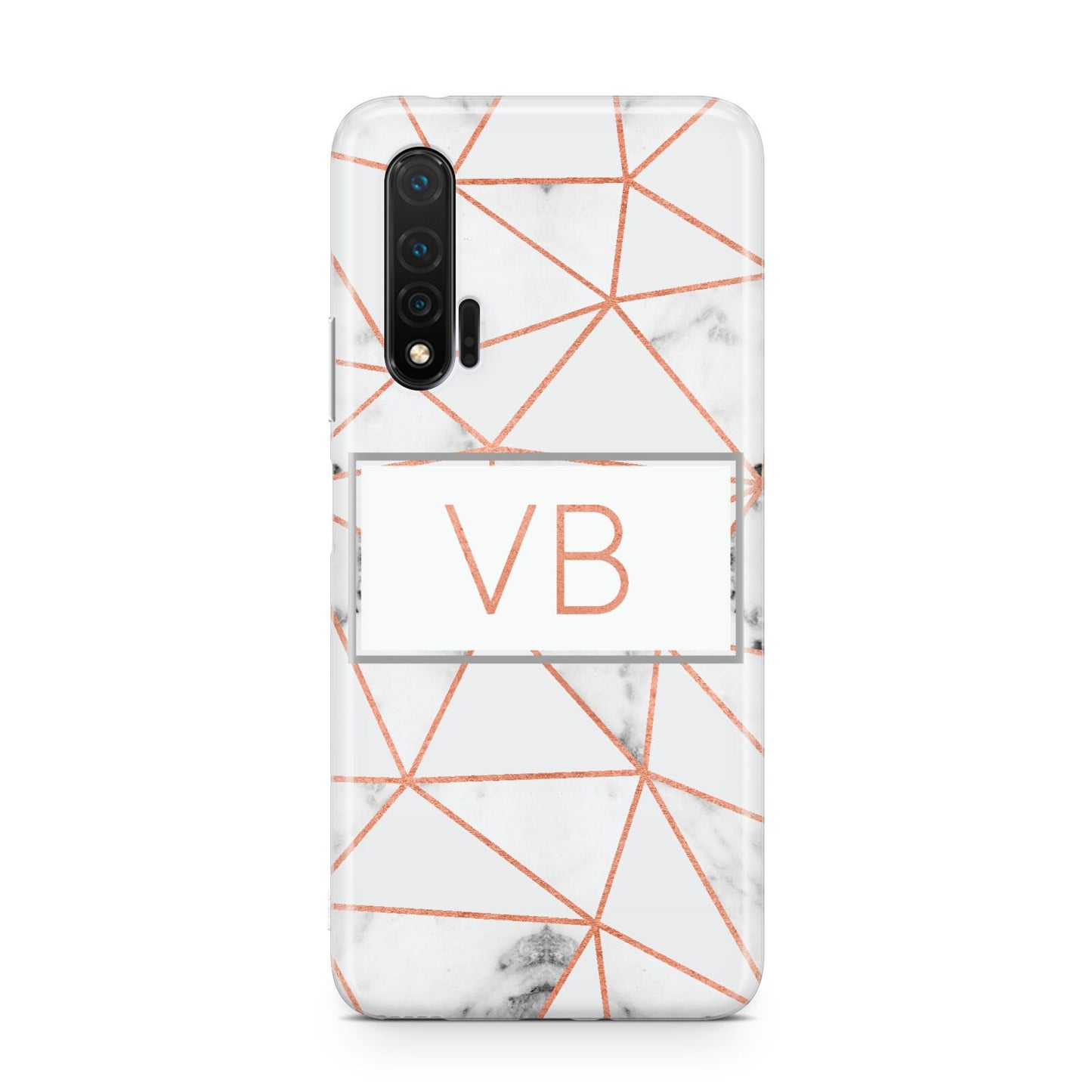 Personalised Rosegold Marble Initials Huawei Nova 6 Phone Case