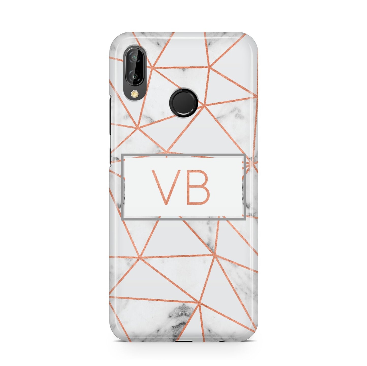 Personalised Rosegold Marble Initials Huawei P20 Lite Phone Case