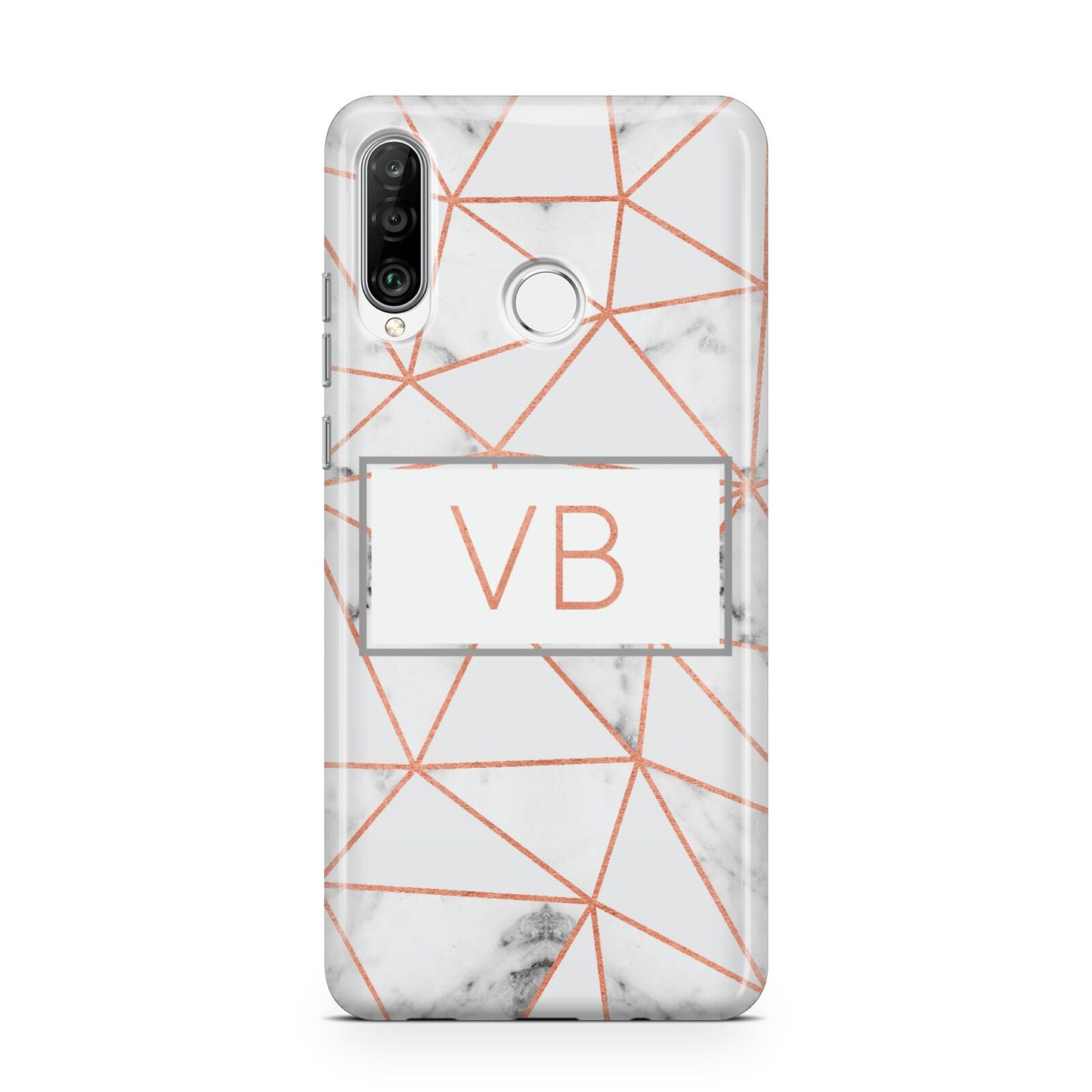 Personalised Rosegold Marble Initials Huawei P30 Lite Phone Case