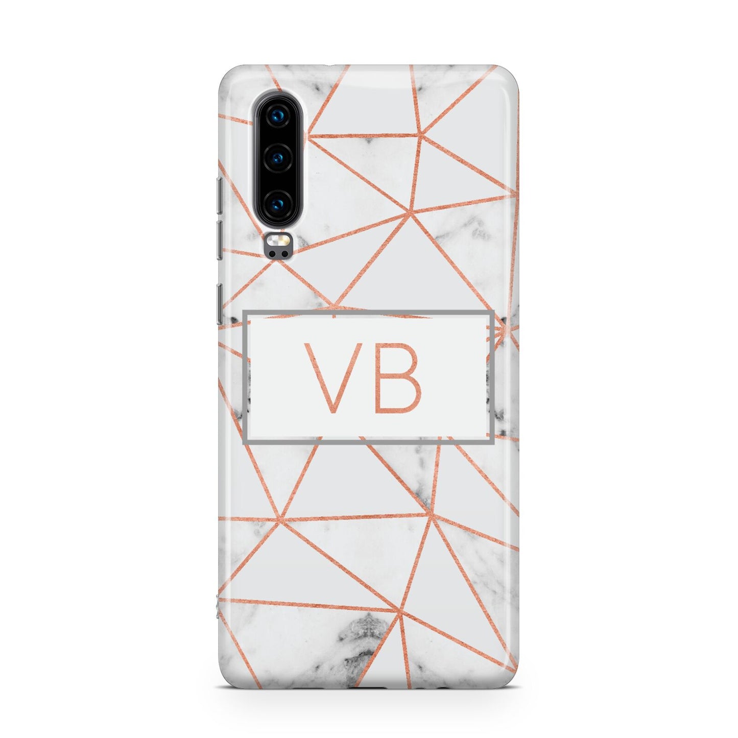 Personalised Rosegold Marble Initials Huawei P30 Phone Case