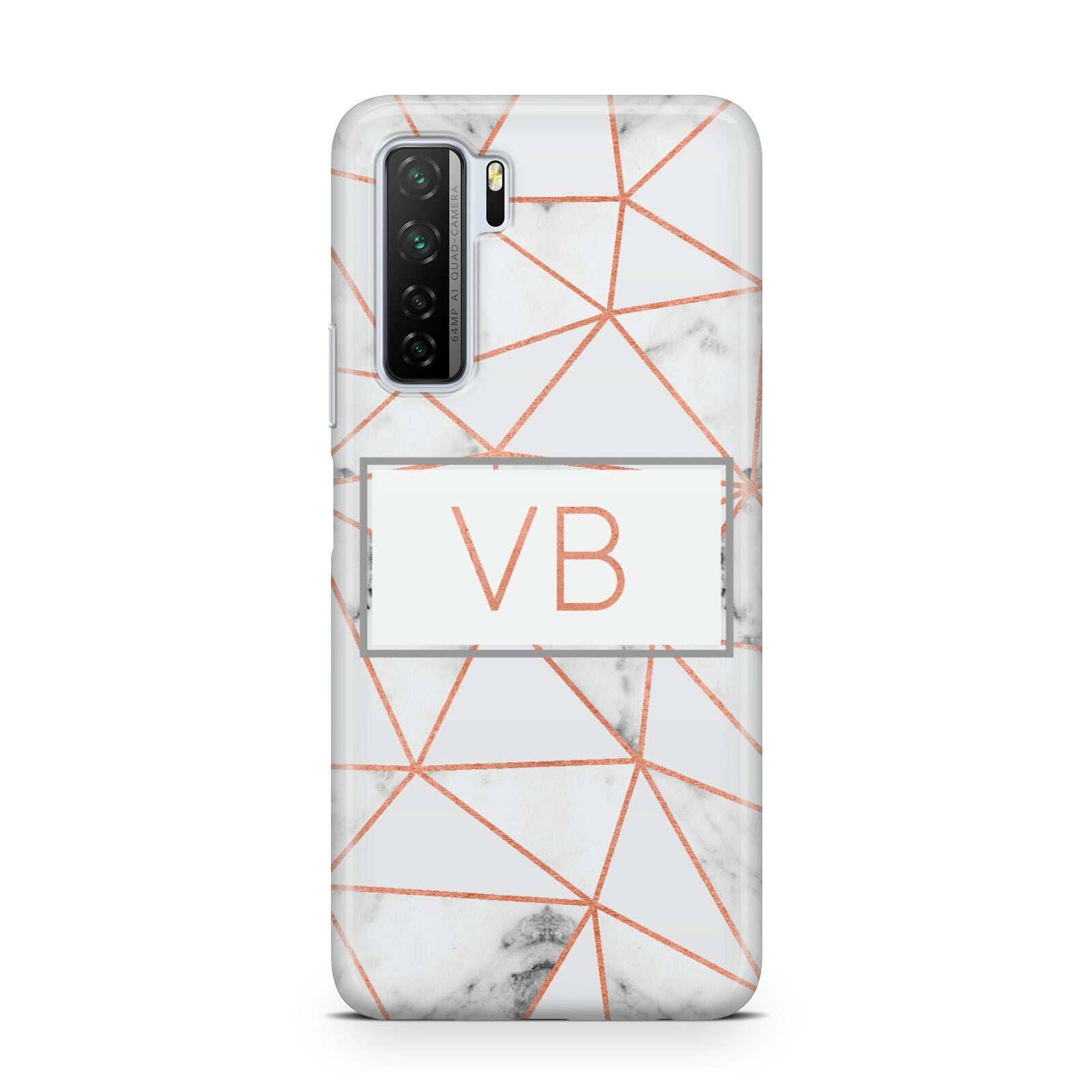 Personalised Rosegold Marble Initials Huawei P40 Lite 5G Phone Case