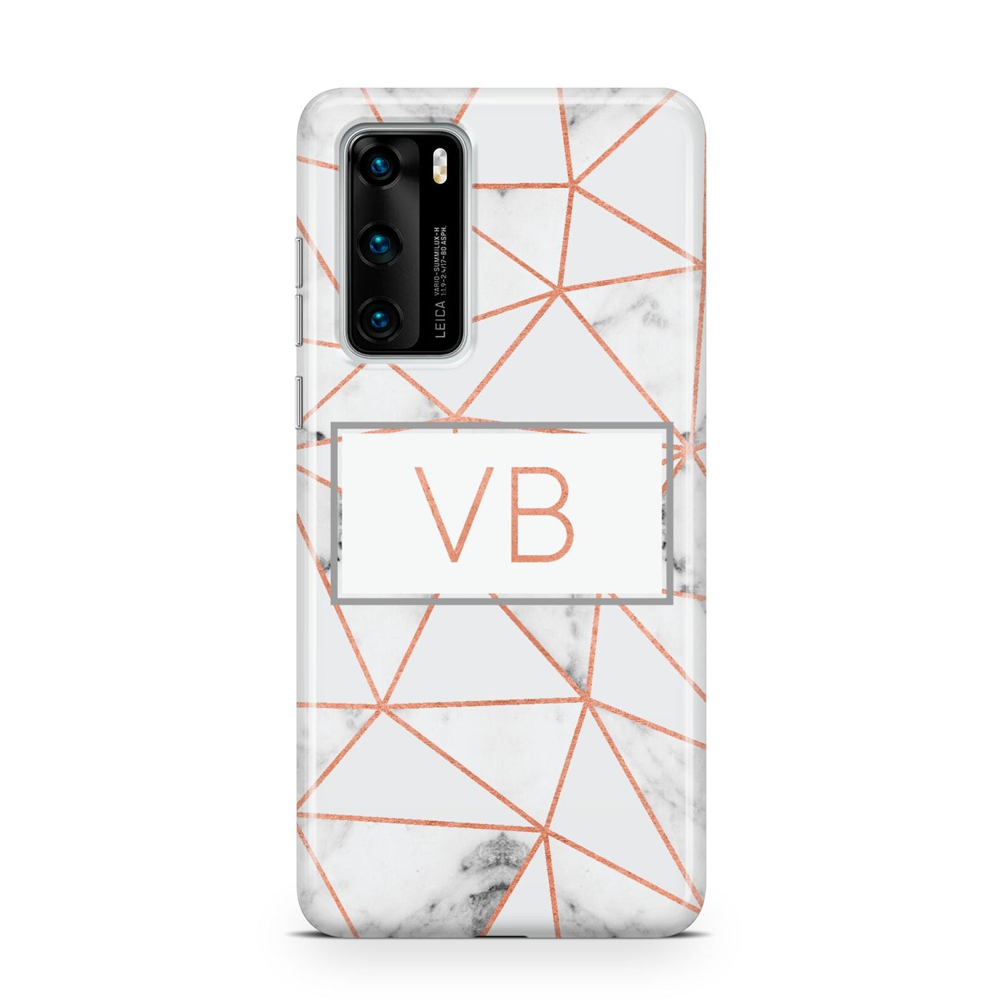 Personalised Rosegold Marble Initials Huawei P40 Phone Case