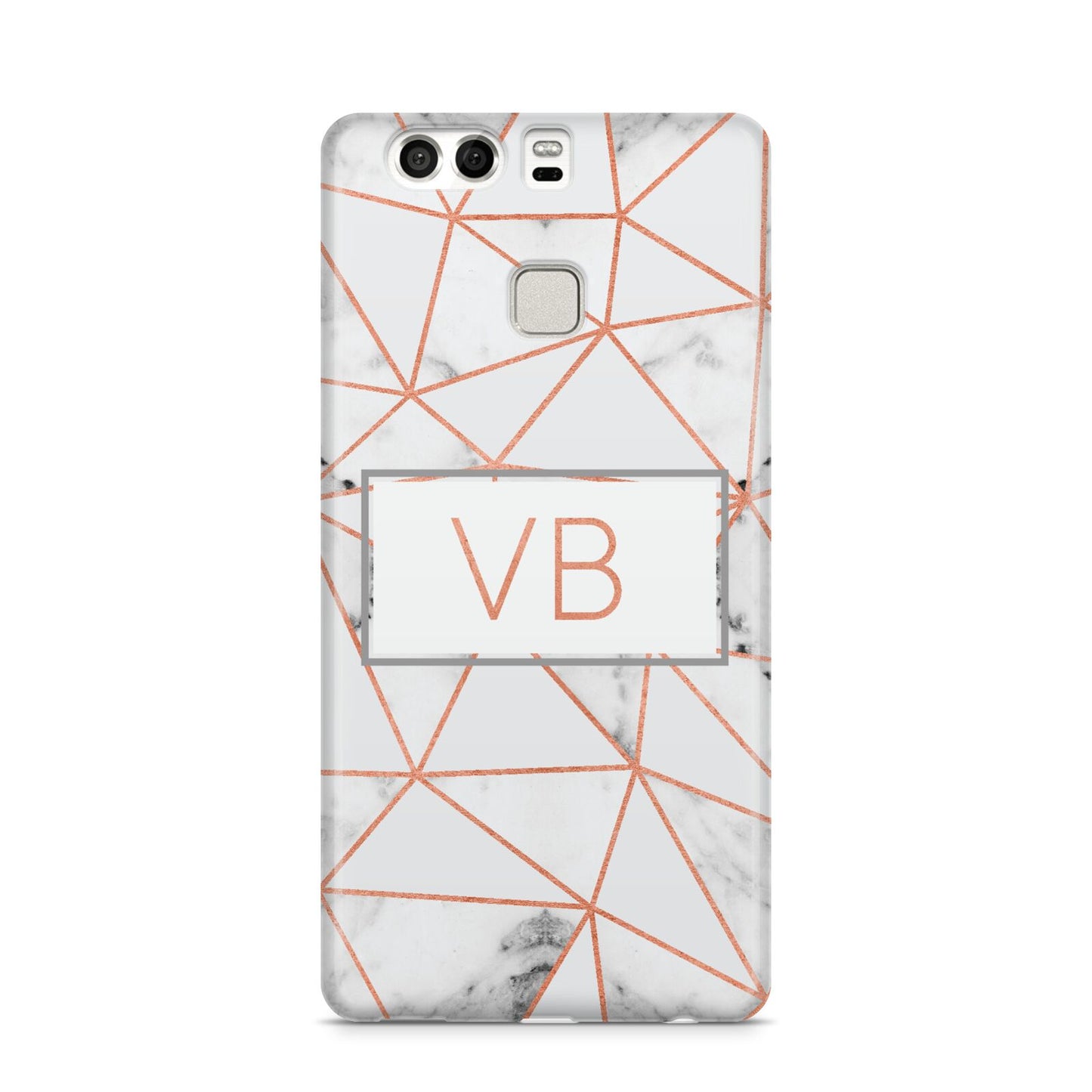 Personalised Rosegold Marble Initials Huawei P9 Case
