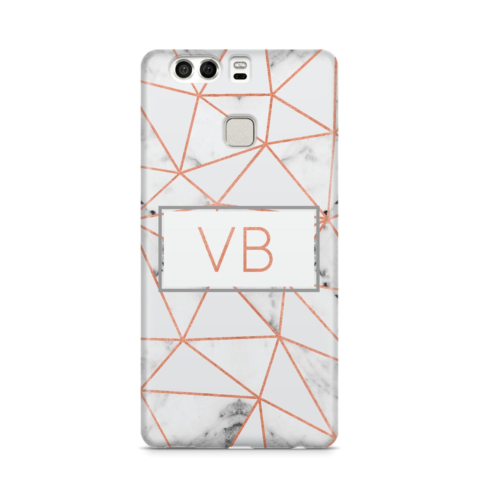 Personalised Rosegold Marble Initials Huawei P9 Case