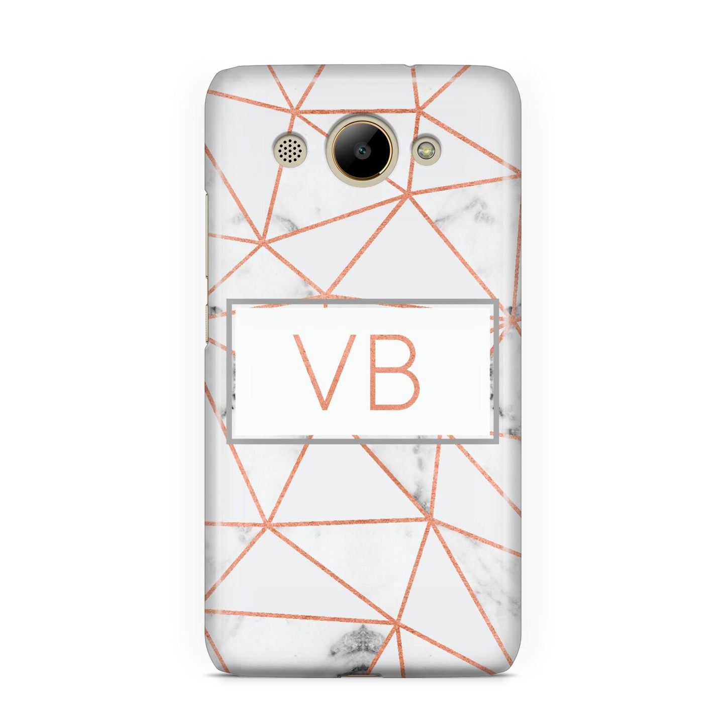 Personalised Rosegold Marble Initials Huawei Y3 2017