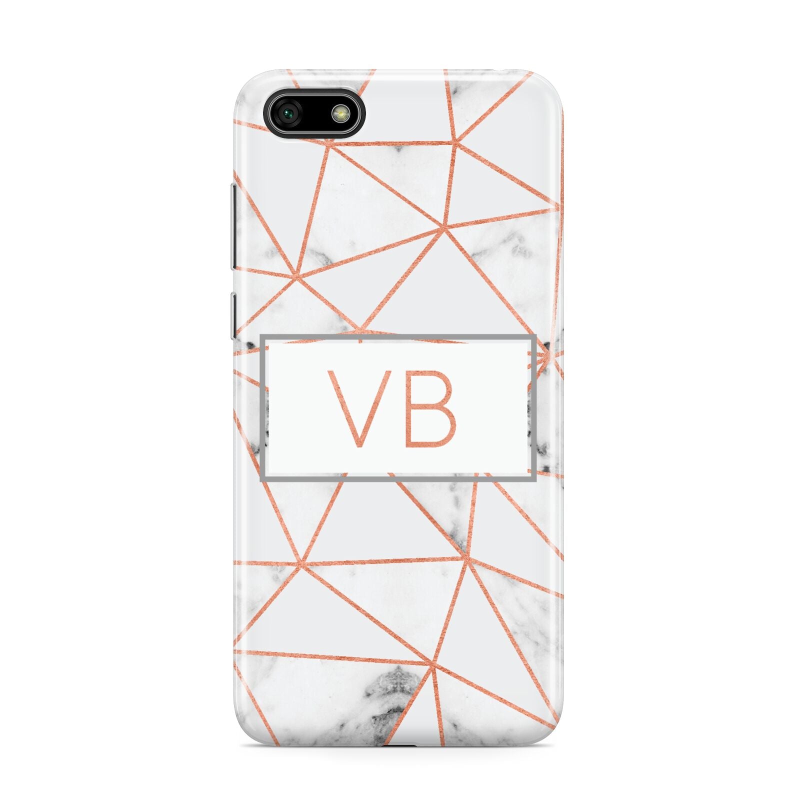 Personalised Rosegold Marble Initials Huawei Y5 Prime 2018 Phone Case