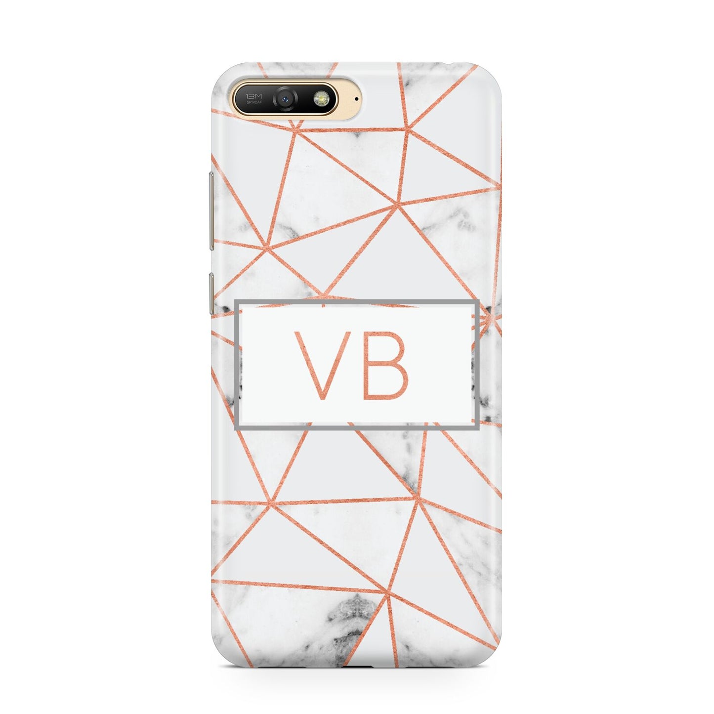 Personalised Rosegold Marble Initials Huawei Y6 2018