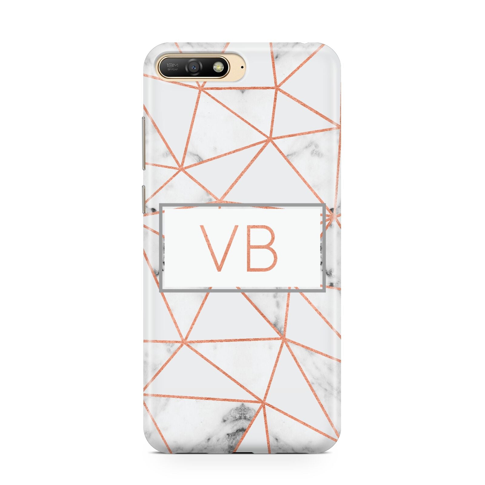 Personalised Rosegold Marble Initials Huawei Y6 2018