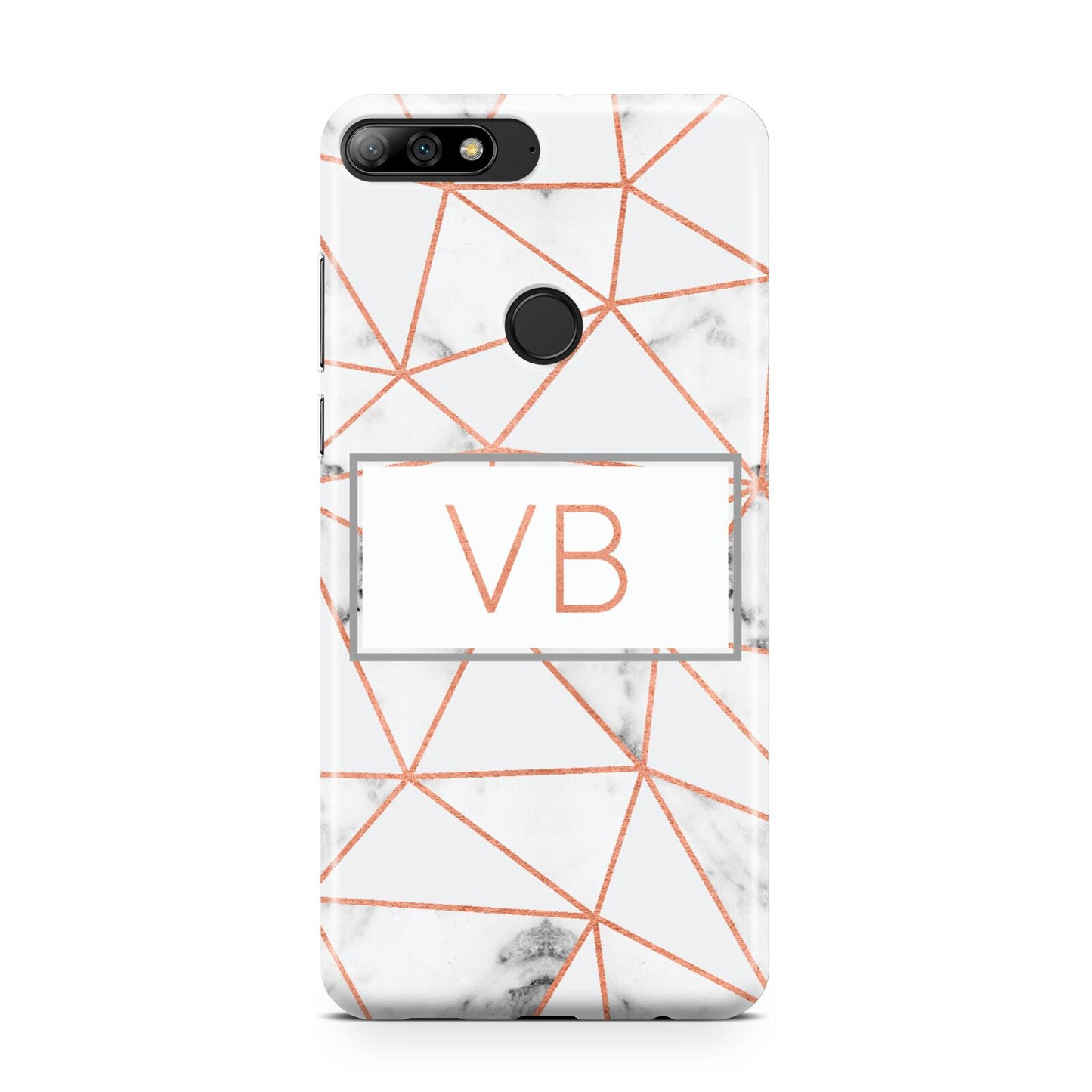 Personalised Rosegold Marble Initials Huawei Y7 2018