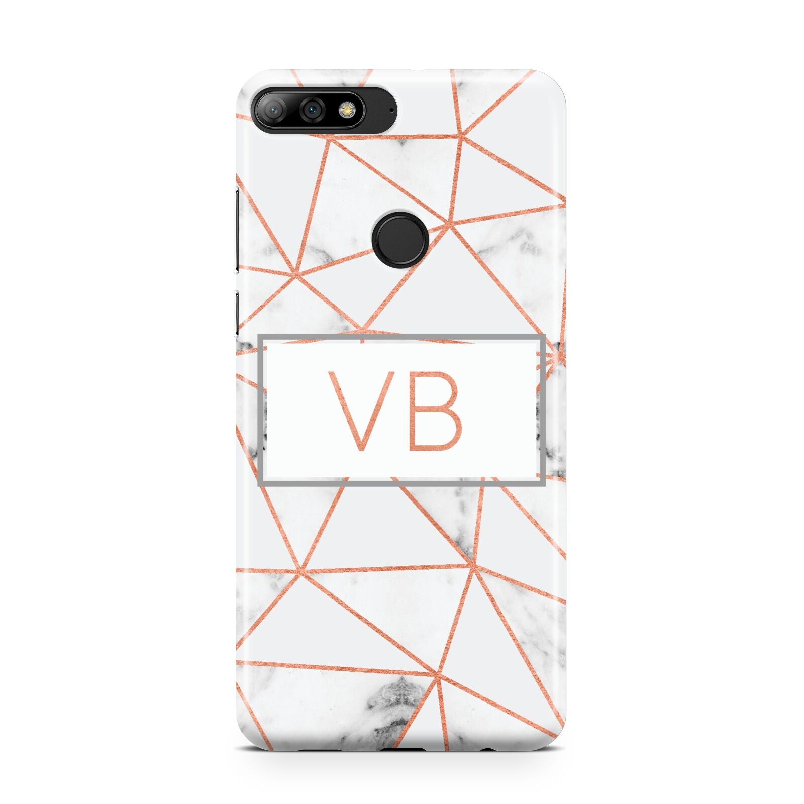 Personalised Rosegold Marble Initials Huawei Y7 2018