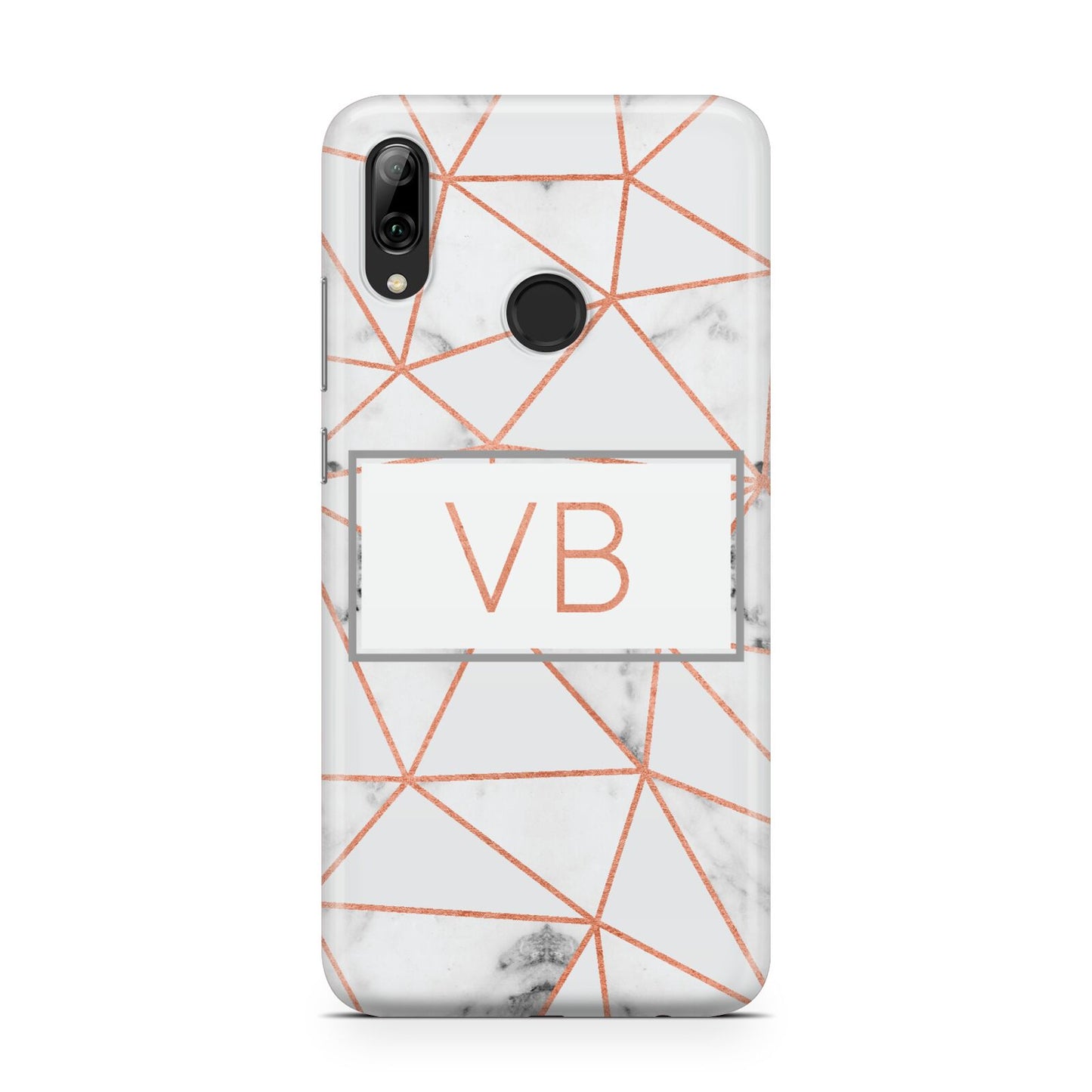 Personalised Rosegold Marble Initials Huawei Y7 2019