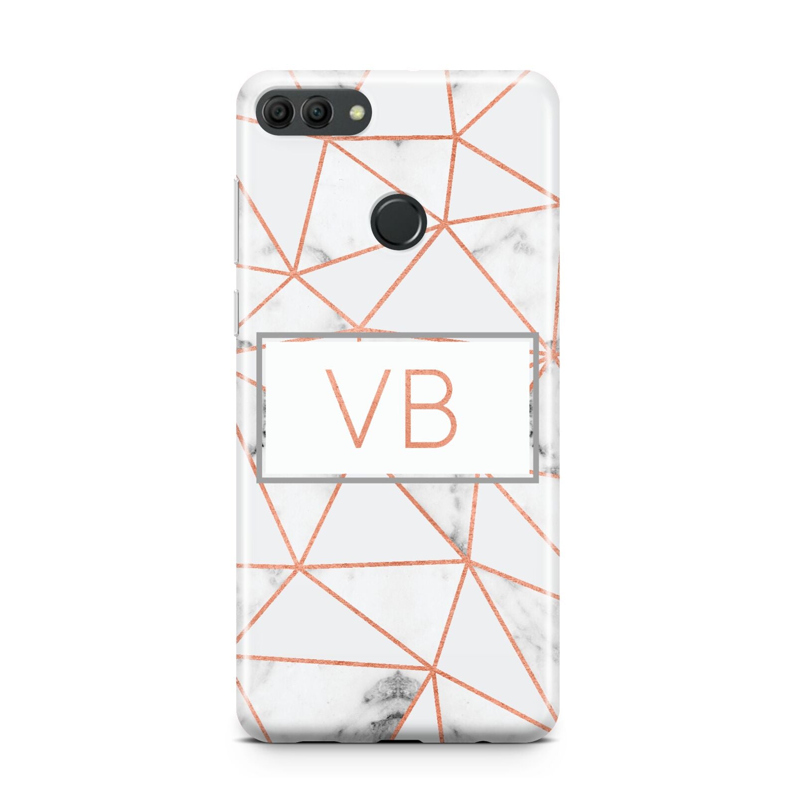Personalised Rosegold Marble Initials Huawei Y9 2018