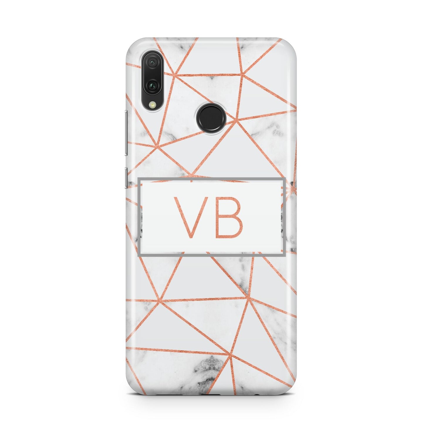 Personalised Rosegold Marble Initials Huawei Y9 2019