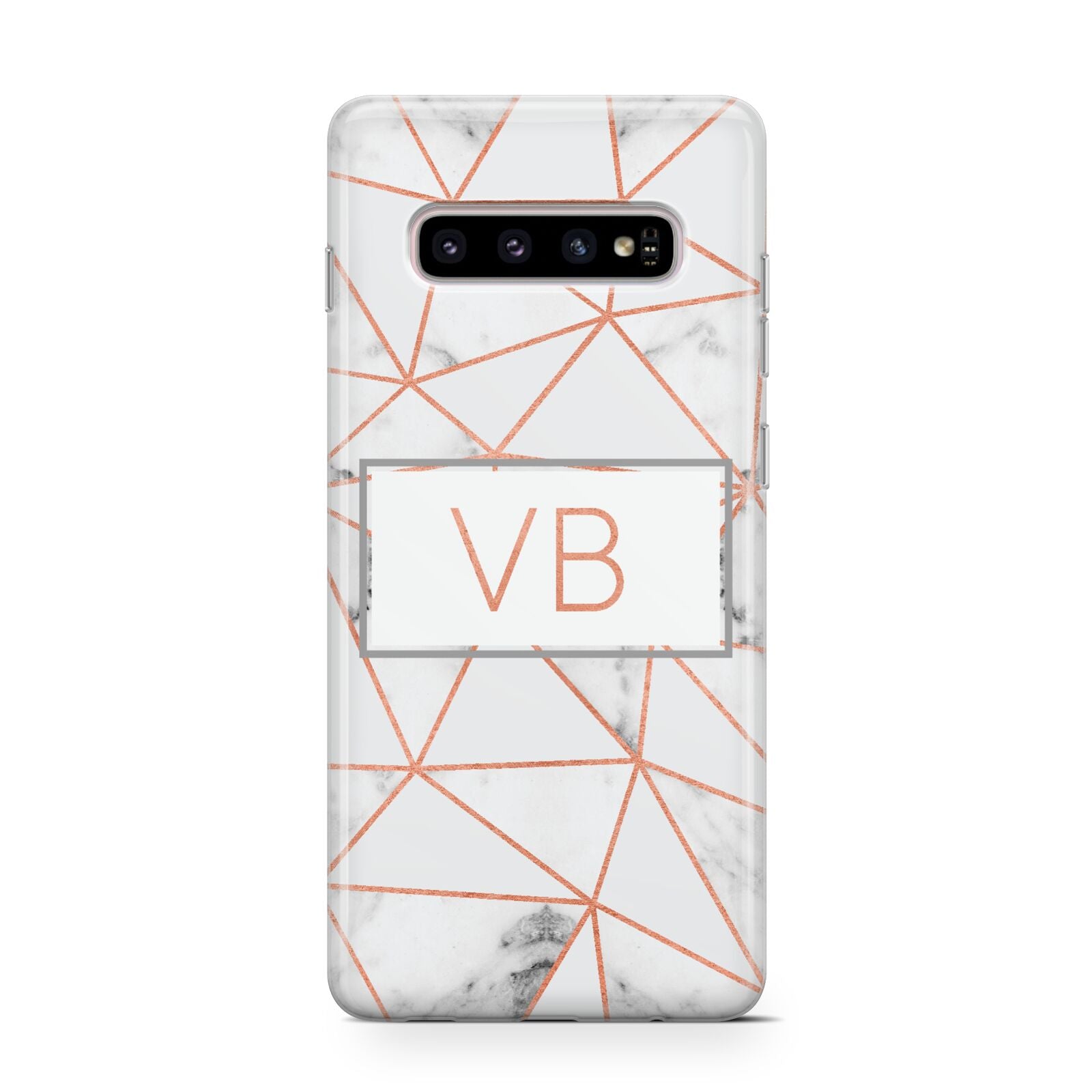 Personalised Rosegold Marble Initials Protective Samsung Galaxy Case