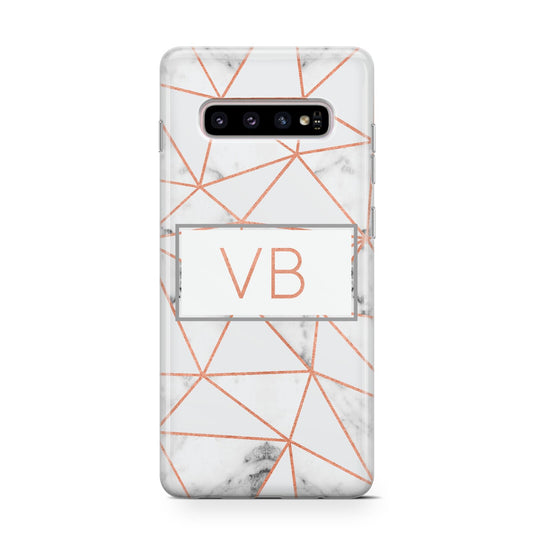 Personalised Rosegold Marble Initials Protective Samsung Galaxy Case