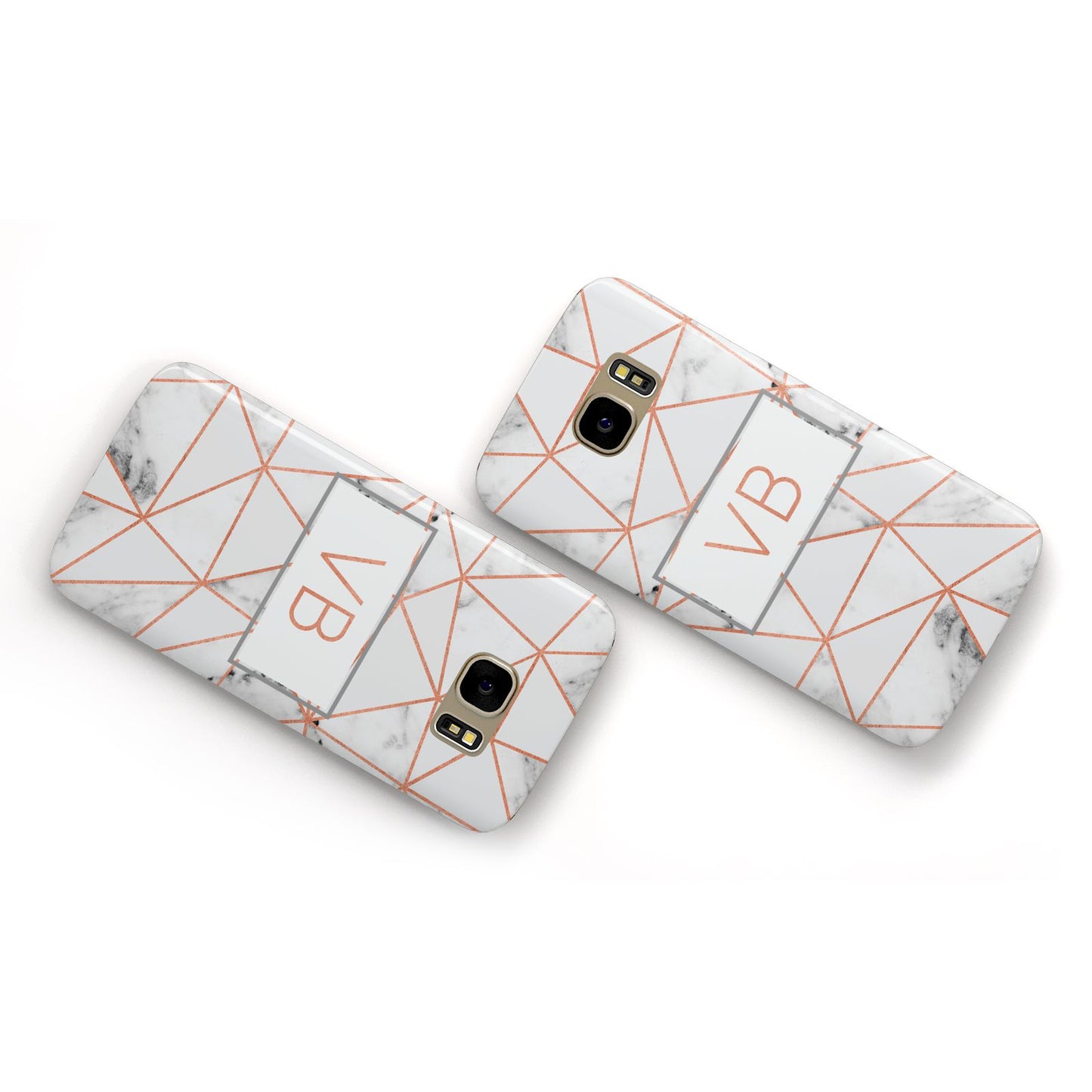 Personalised Rosegold Marble Initials Samsung Galaxy Case Flat Overview