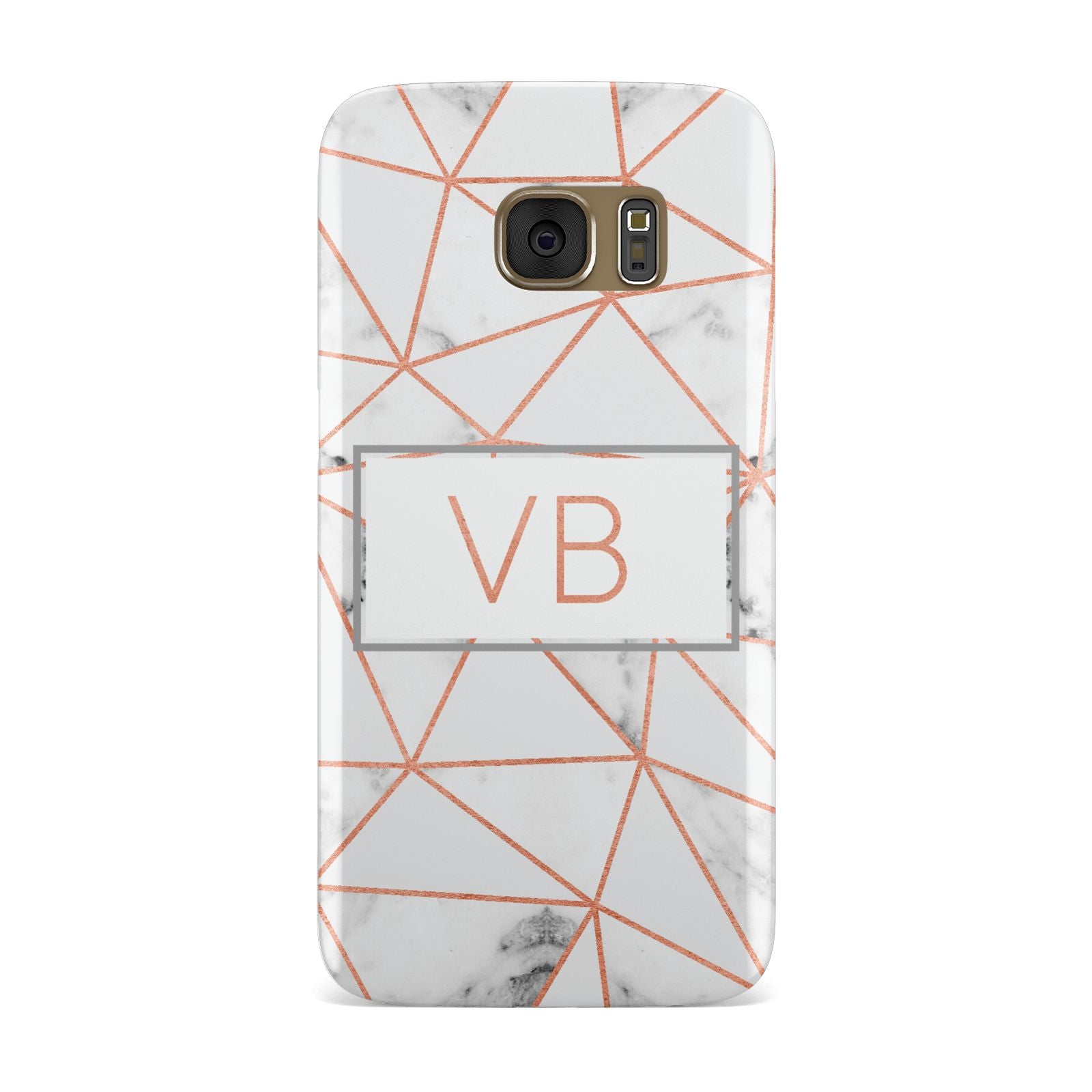 Personalised Rosegold Marble Initials Samsung Galaxy Case