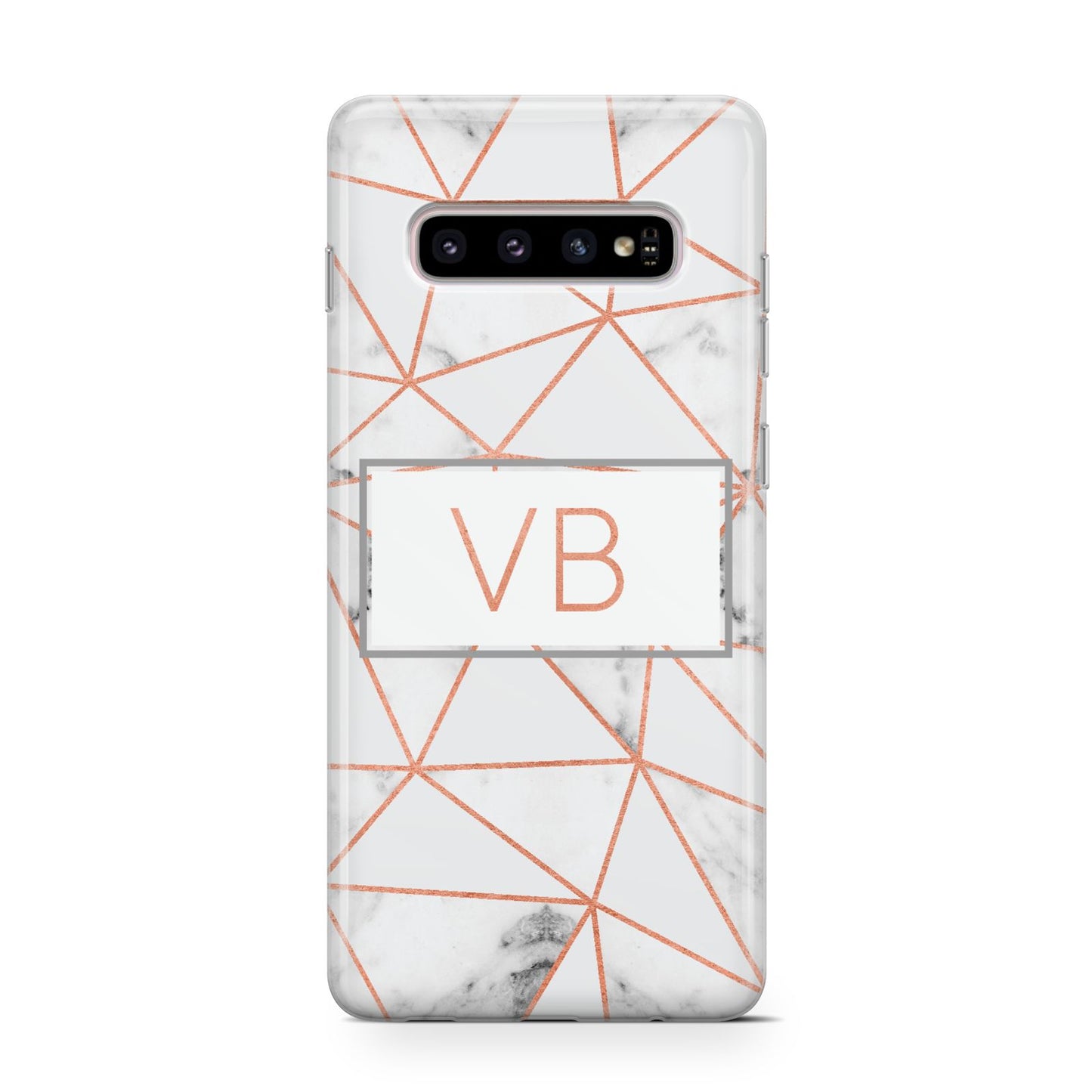 Personalised Rosegold Marble Initials Samsung Galaxy S10 Case
