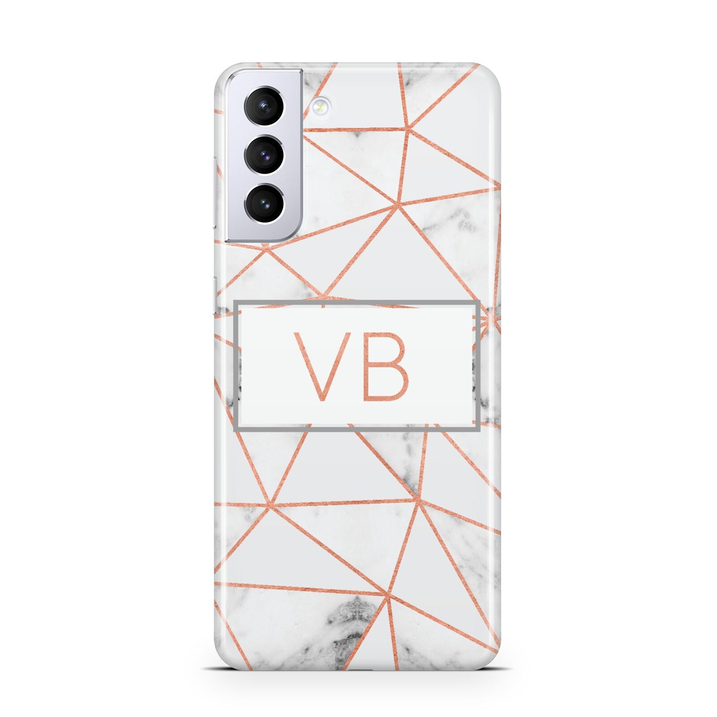 Personalised Rosegold Marble Initials Samsung S21 Plus Case