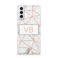 Personalised Rosegold Marble Initials Samsung S21 Plus Phone Case