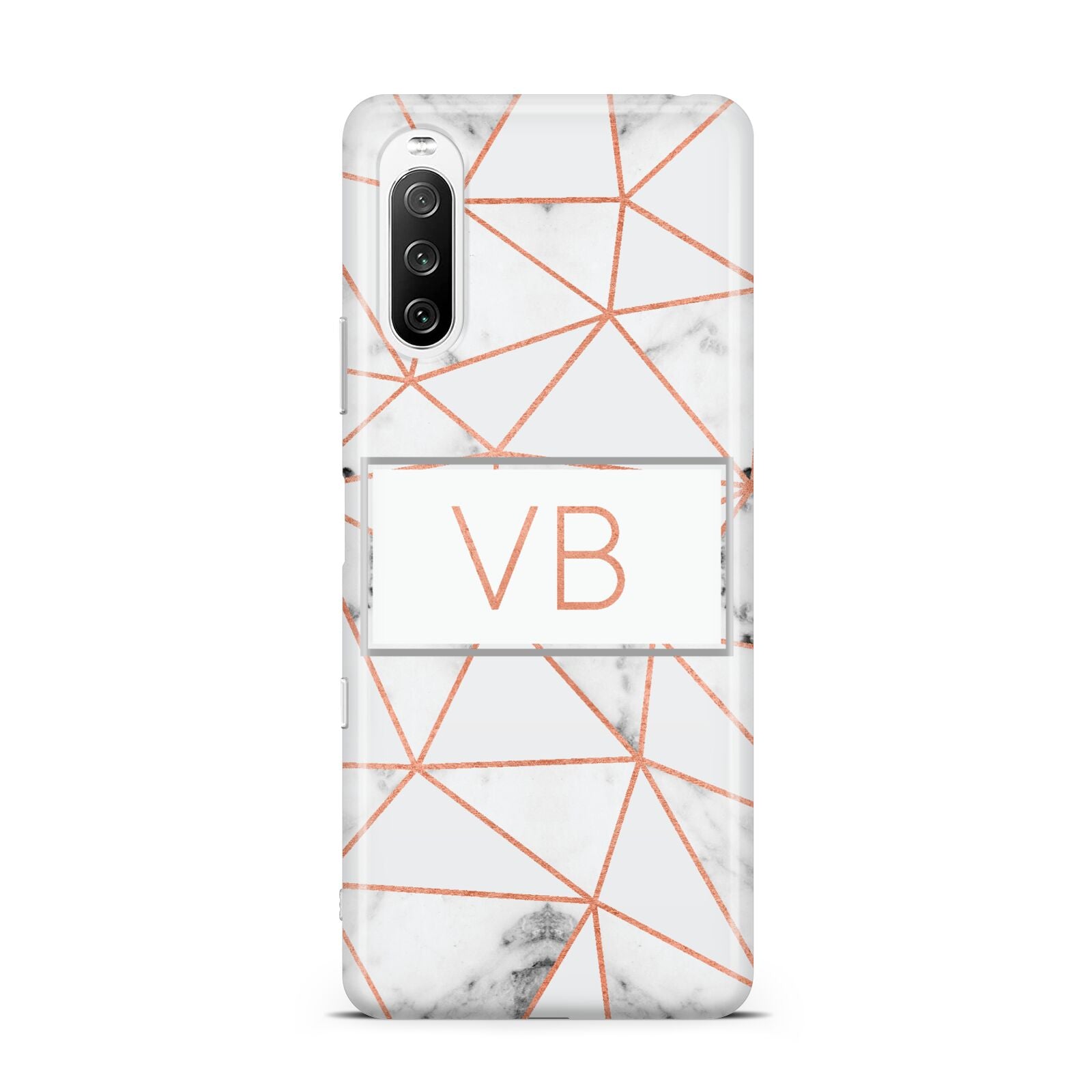Personalised Rosegold Marble Initials Sony Xperia 10 III Case