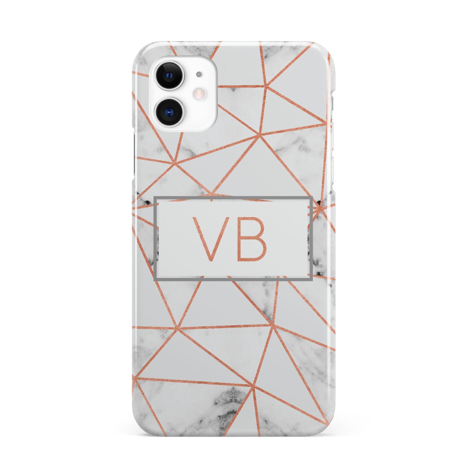 Personalised Rosegold Marble Initials iPhone 11 3D Snap Case