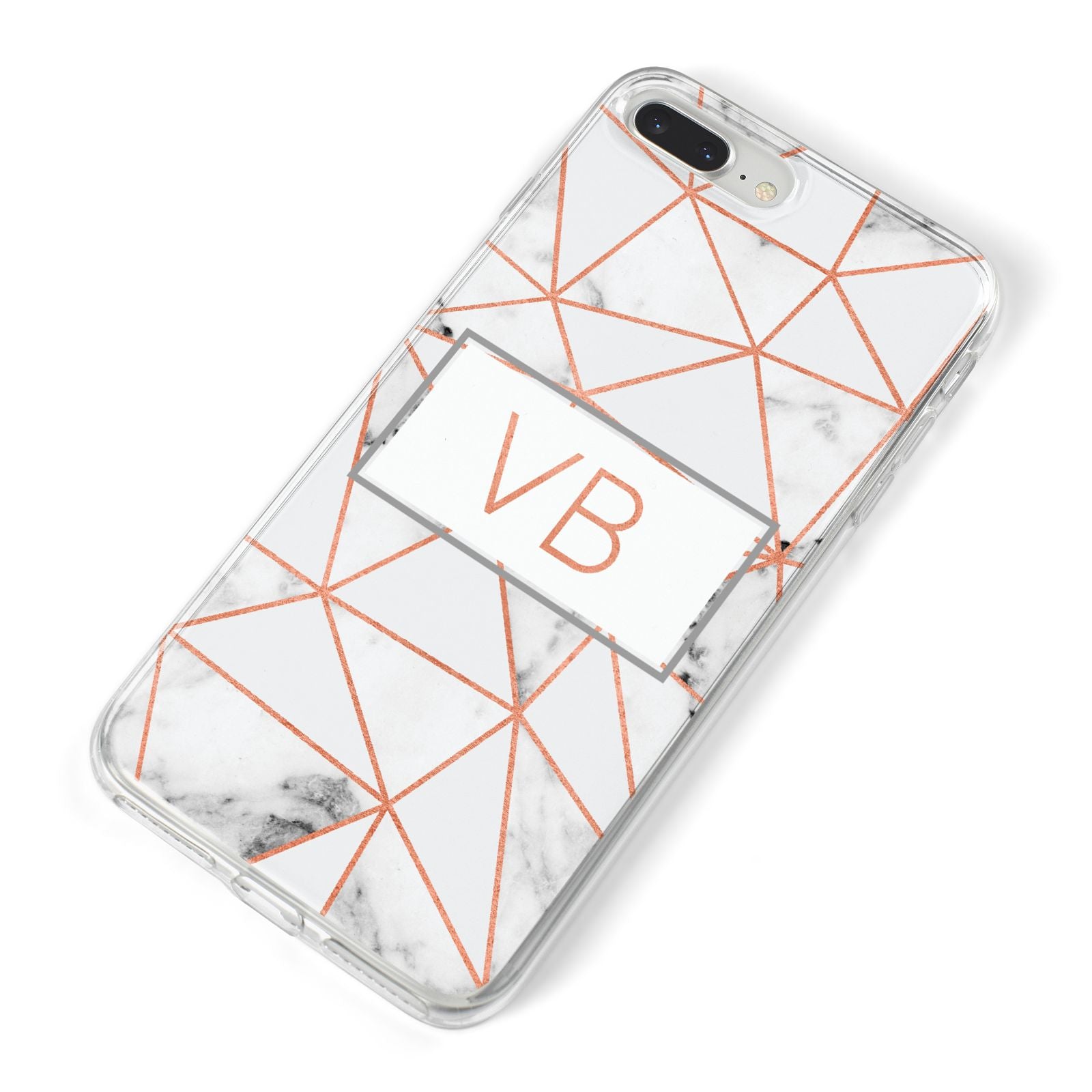 Personalised Rosegold Marble Initials iPhone 8 Plus Bumper Case on Silver iPhone Alternative Image