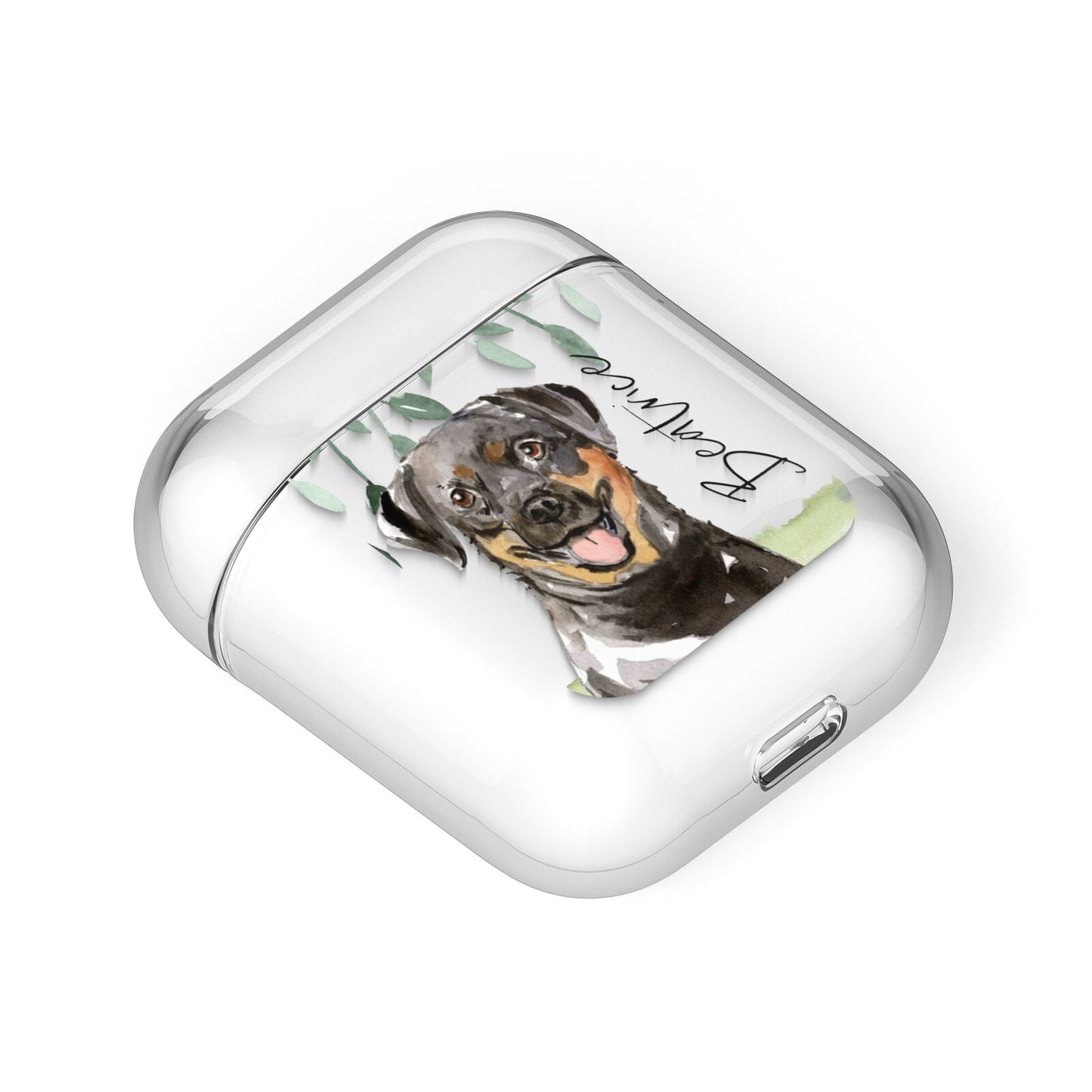 Personalised Rottweiler AirPods Case Laid Flat