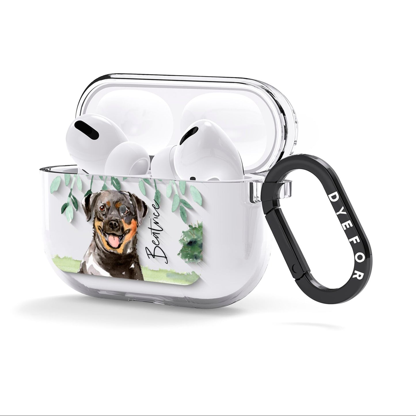 Personalised Rottweiler AirPods Clear Case 3rd Gen Side Image