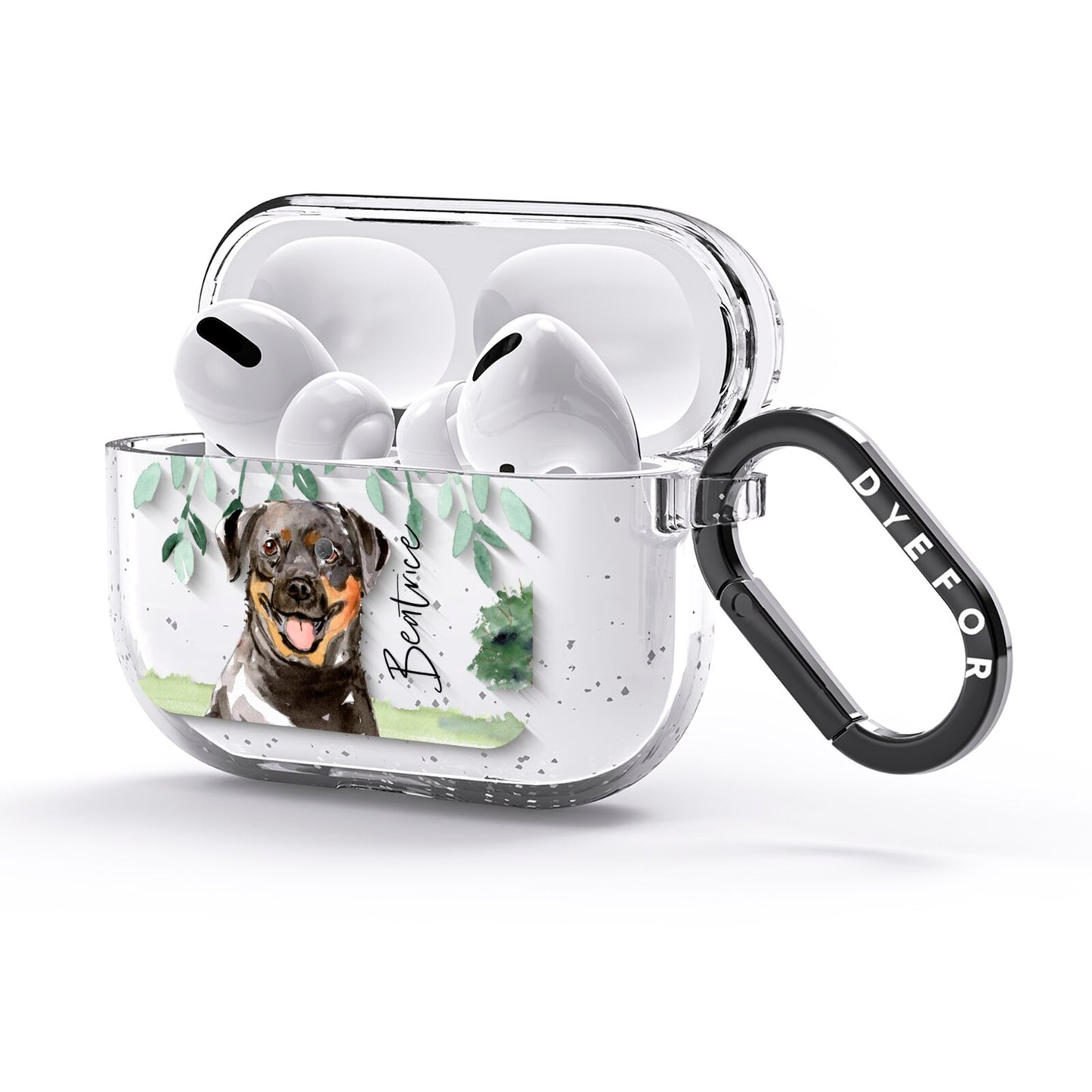 Personalised Rottweiler AirPods Glitter Case 3rd Gen Side Image