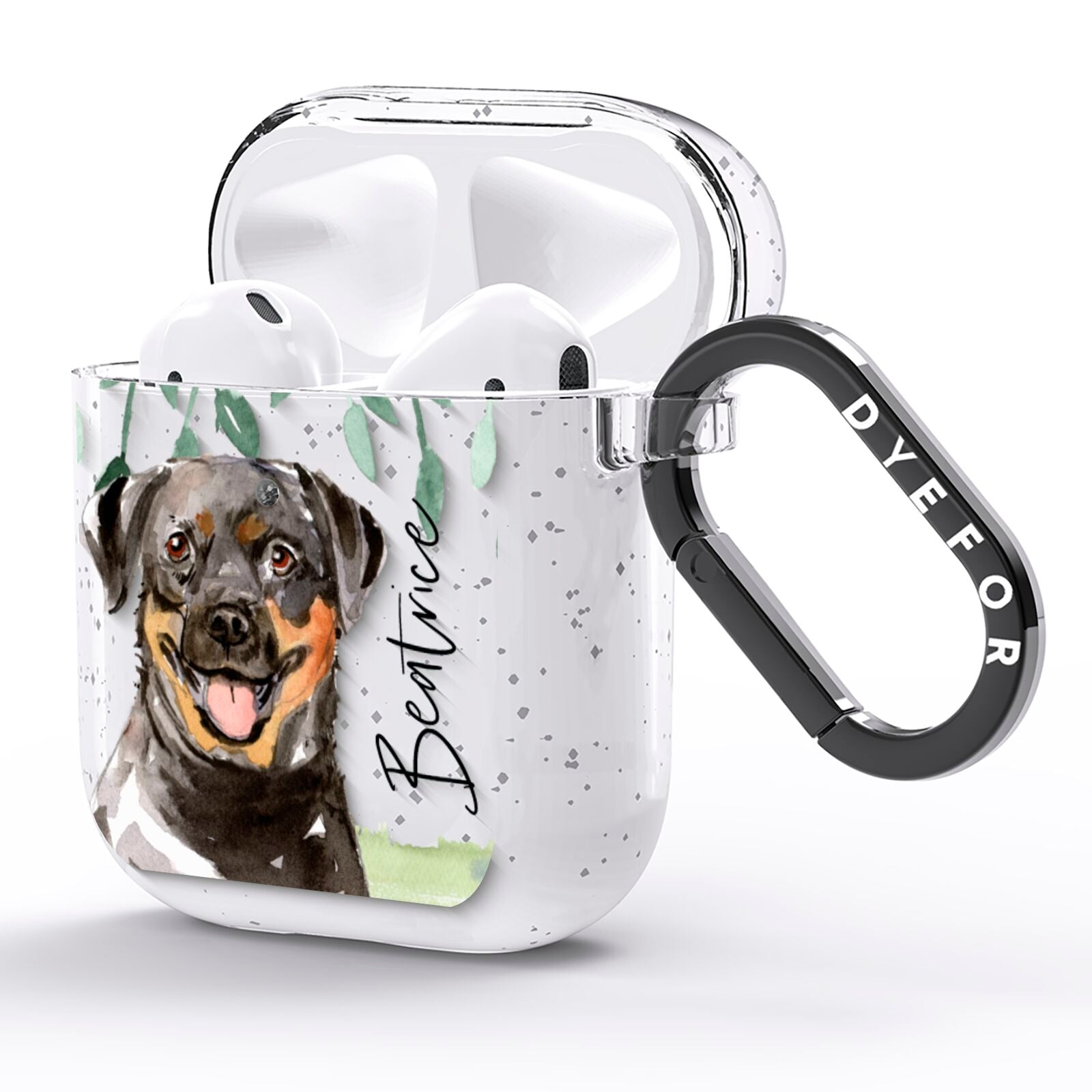 Personalised Rottweiler AirPods Glitter Case Side Image