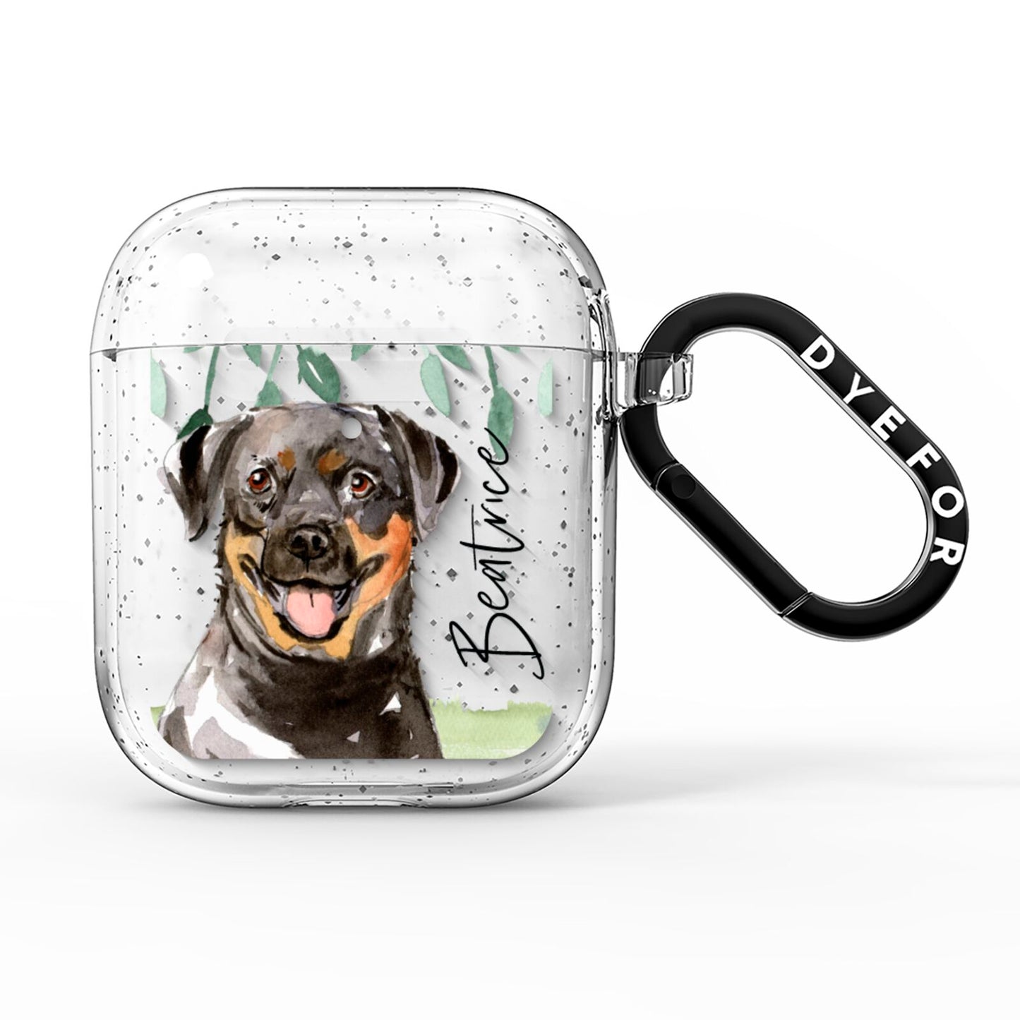 Personalised Rottweiler AirPods Glitter Case