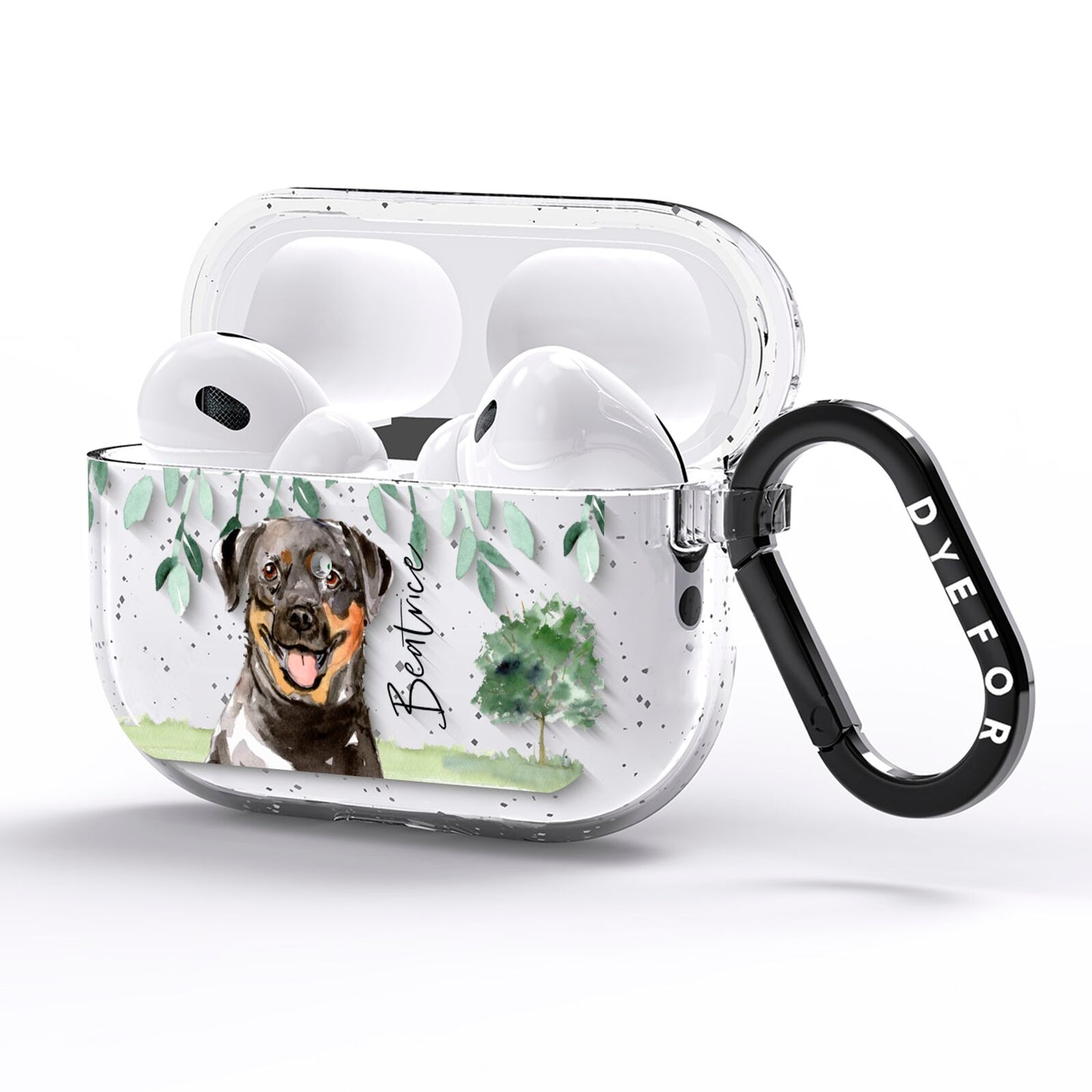Personalised Rottweiler AirPods Pro Glitter Case Side Image