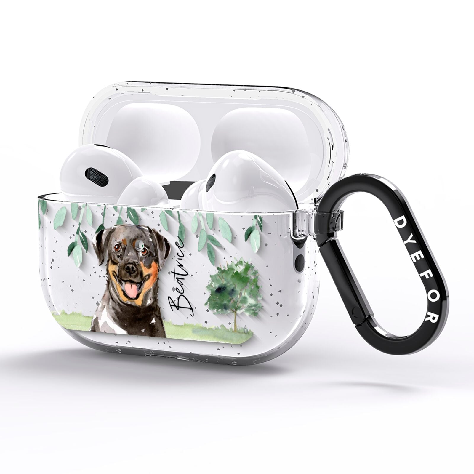 Personalised Rottweiler AirPods Pro Glitter Case Side Image