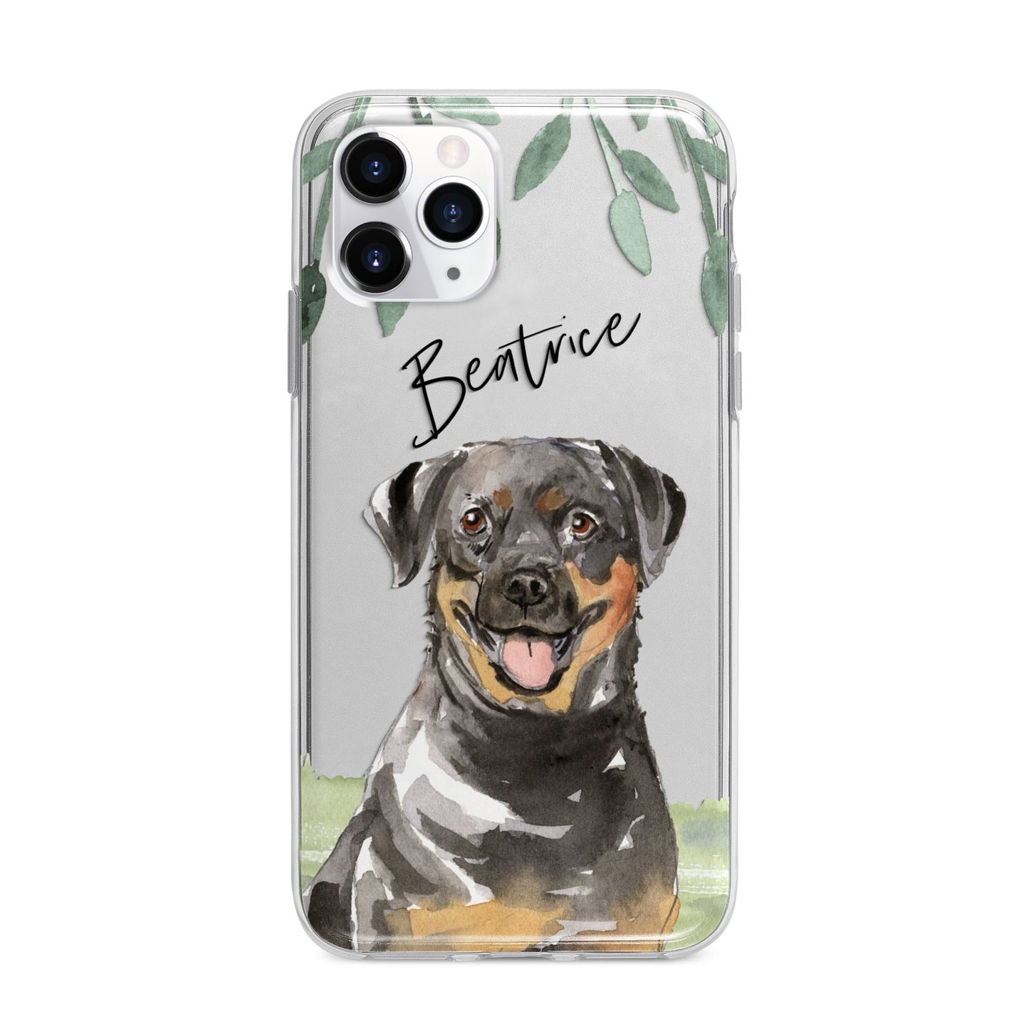 Personalised Rottweiler Apple iPhone 11 Pro Max in Silver with Bumper Case