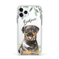 Personalised Rottweiler Apple iPhone 11 Pro in Silver with White Impact Case