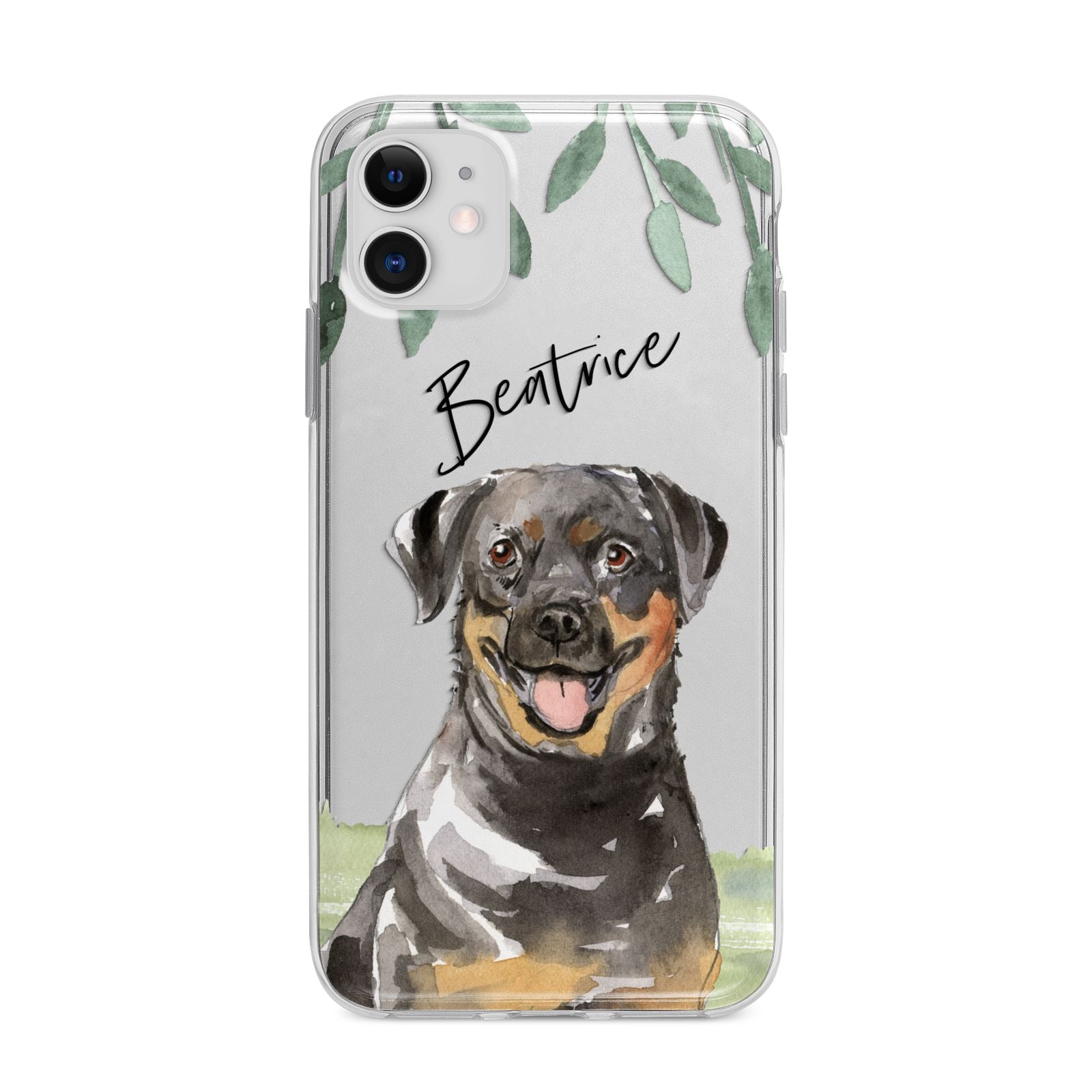 Personalised Rottweiler Apple iPhone 11 in White with Bumper Case