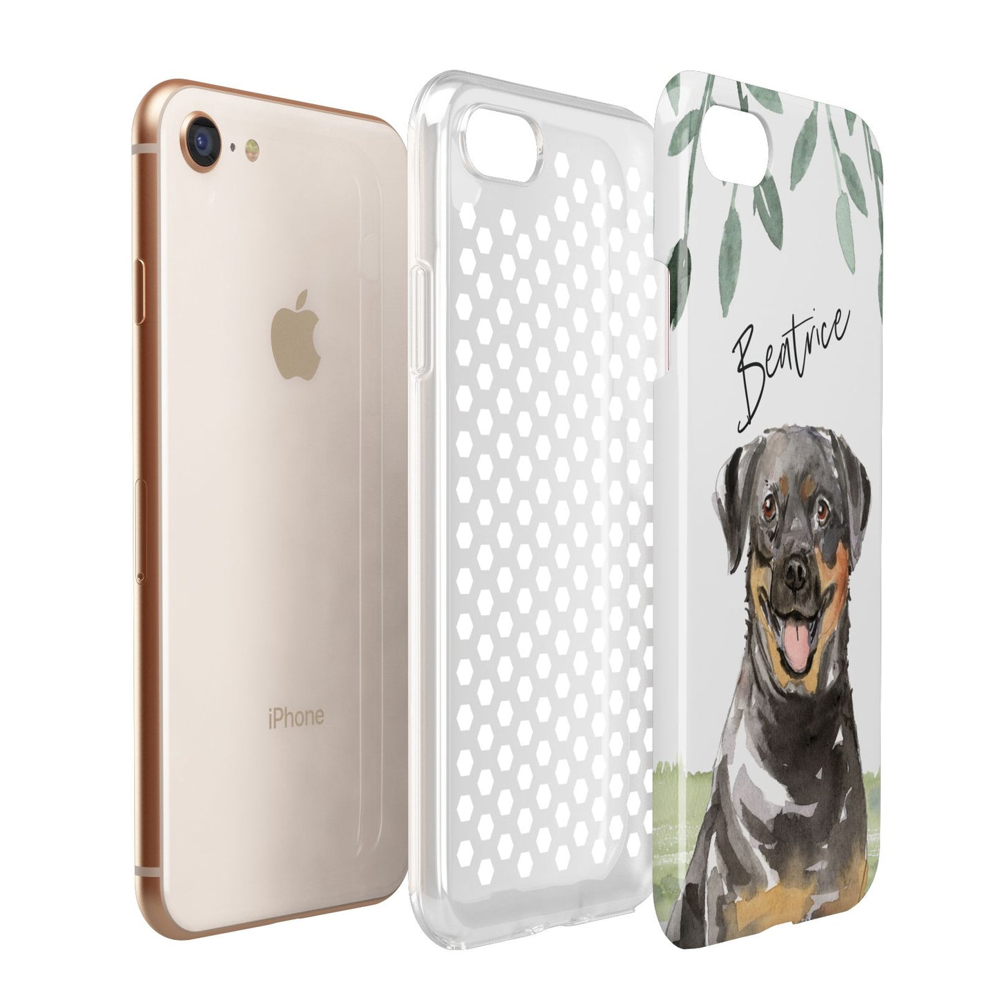 Personalised Rottweiler Apple iPhone 7 8 3D Tough Case Expanded View