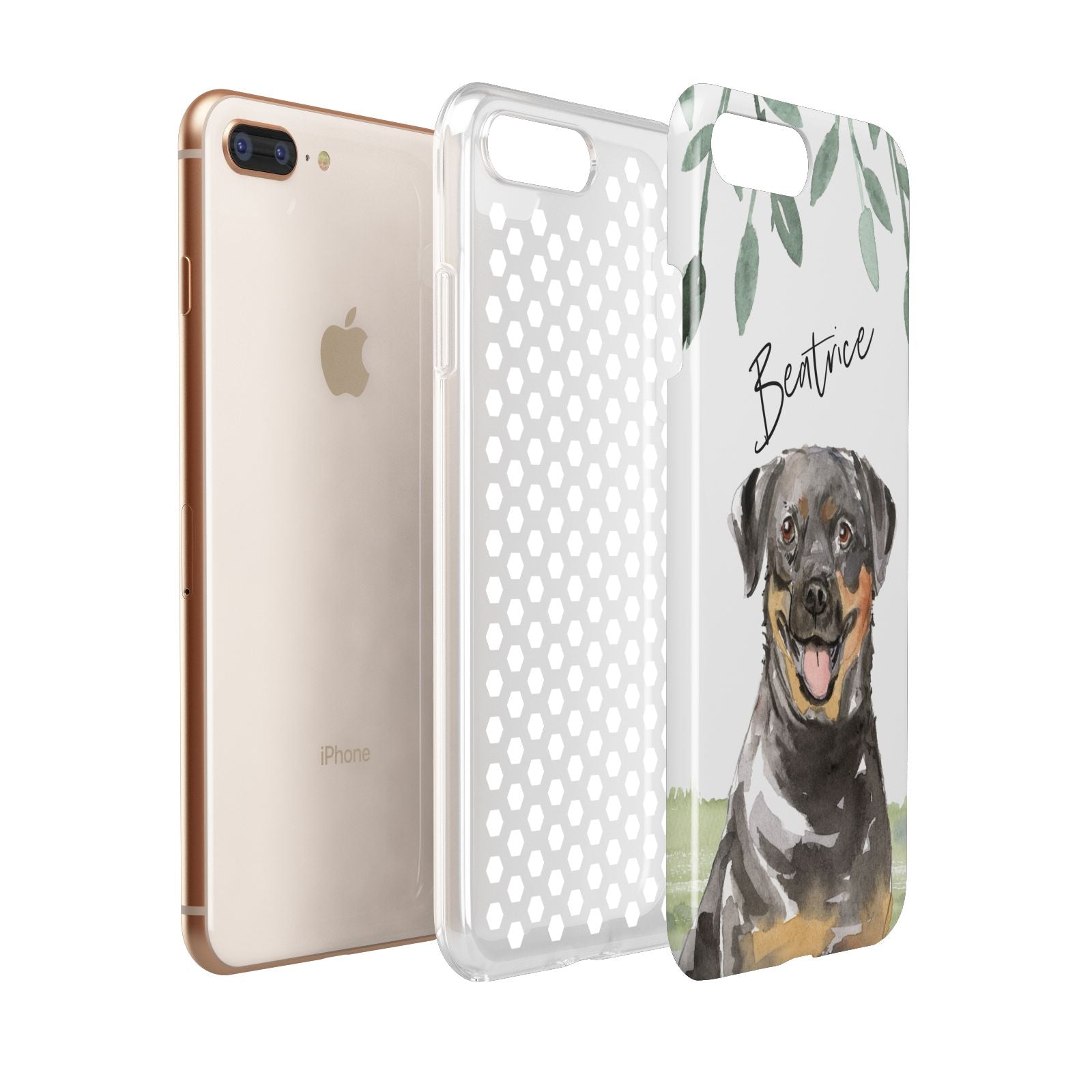 Personalised Rottweiler Apple iPhone 7 8 Plus 3D Tough Case Expanded View