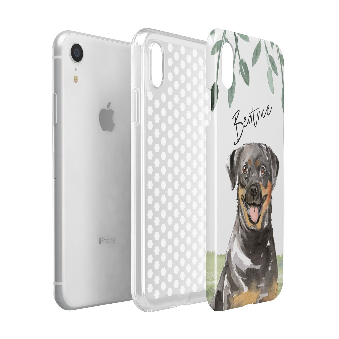 Personalised Rottweiler Apple iPhone XR White 3D Tough Case Expanded view