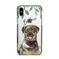 Personalised Rottweiler Apple iPhone Xs Impact Case Black Edge on Silver Phone