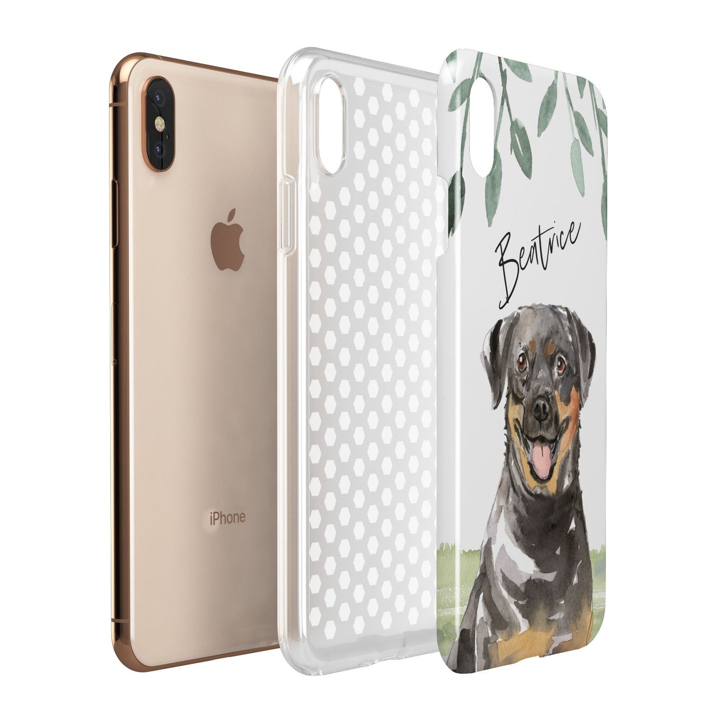 Personalised Rottweiler Apple iPhone Xs Max 3D Tough Case Expanded View
