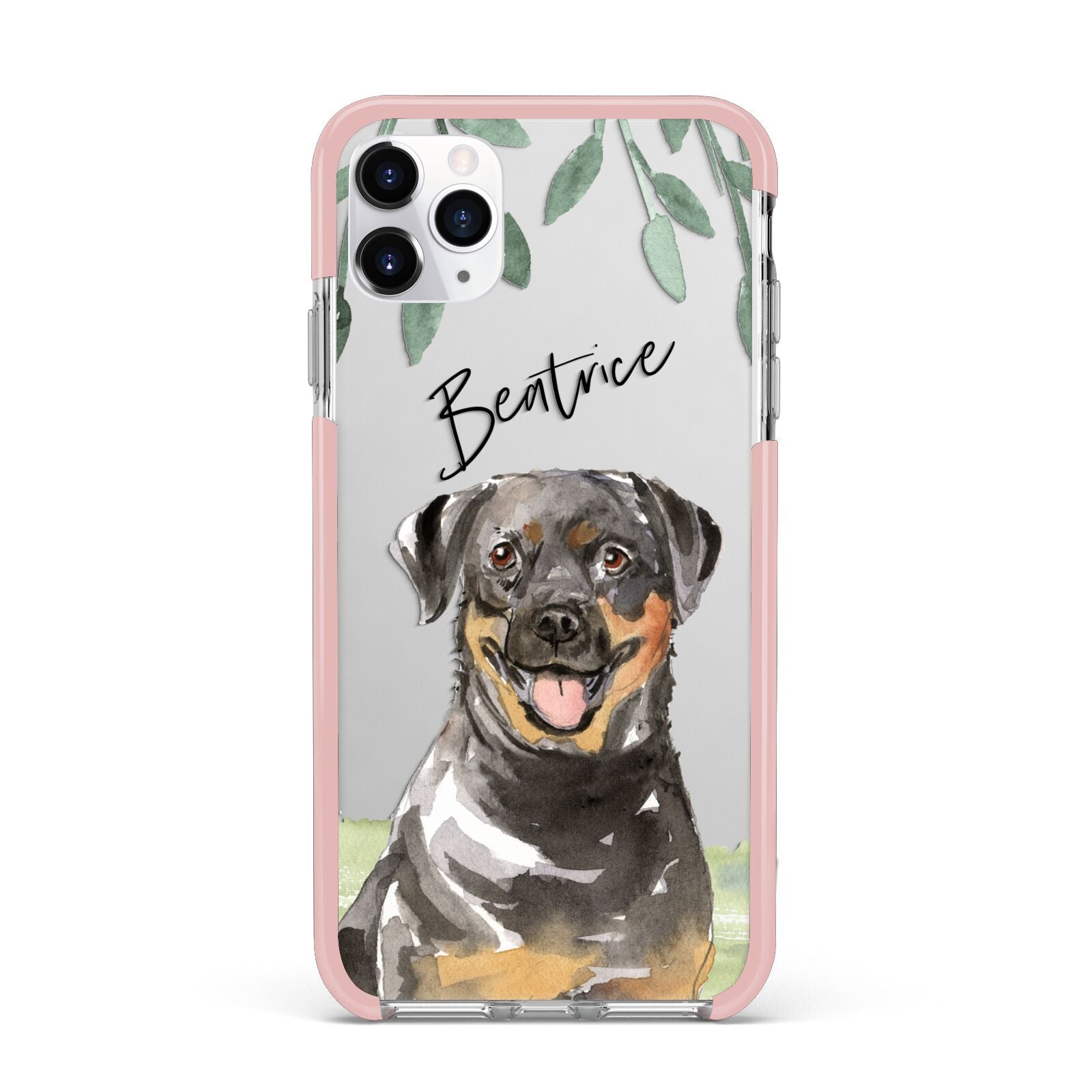 Personalised Rottweiler iPhone 11 Pro Max Impact Pink Edge Case