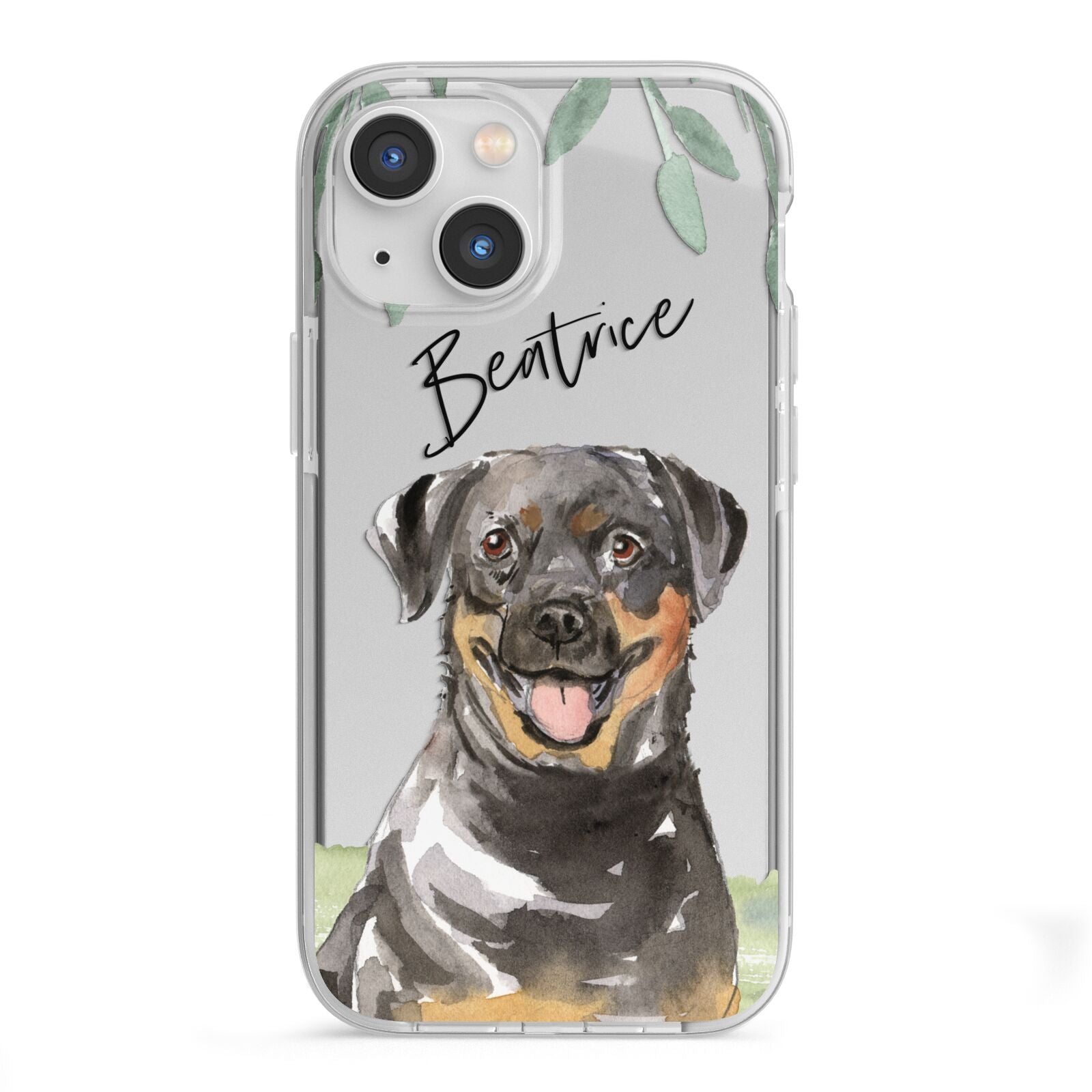 Personalised Rottweiler iPhone 13 Mini TPU Impact Case with White Edges