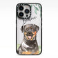 Personalised Rottweiler iPhone 13 Pro Black Impact Case on Silver phone
