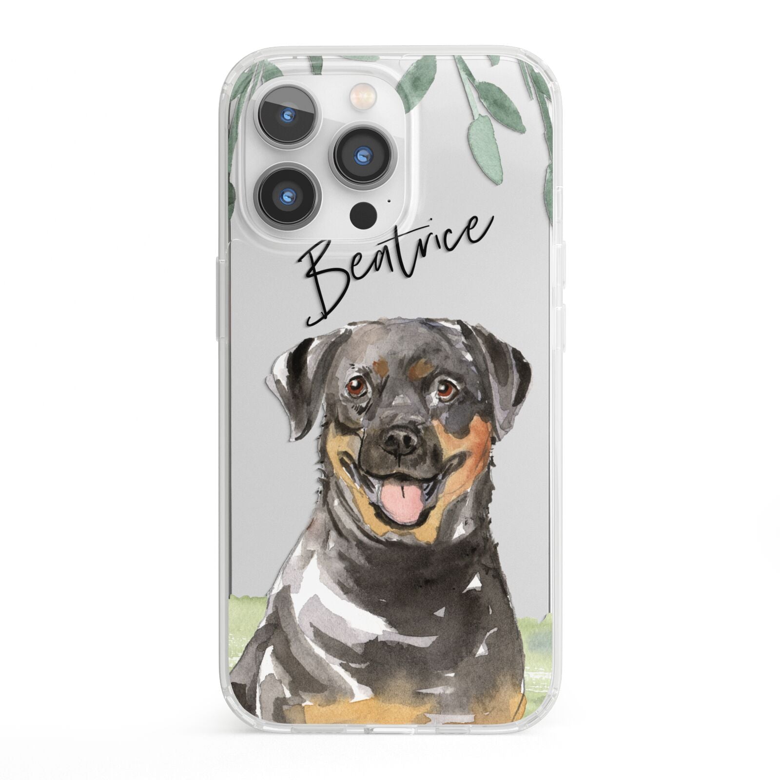 Personalised Rottweiler iPhone 13 Pro Clear Bumper Case