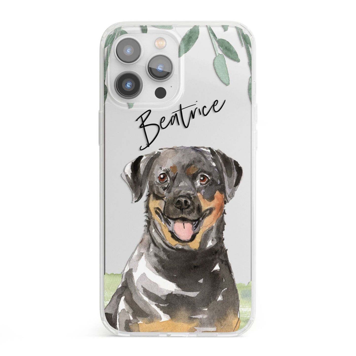 Personalised Rottweiler iPhone 13 Pro Max Clear Bumper Case
