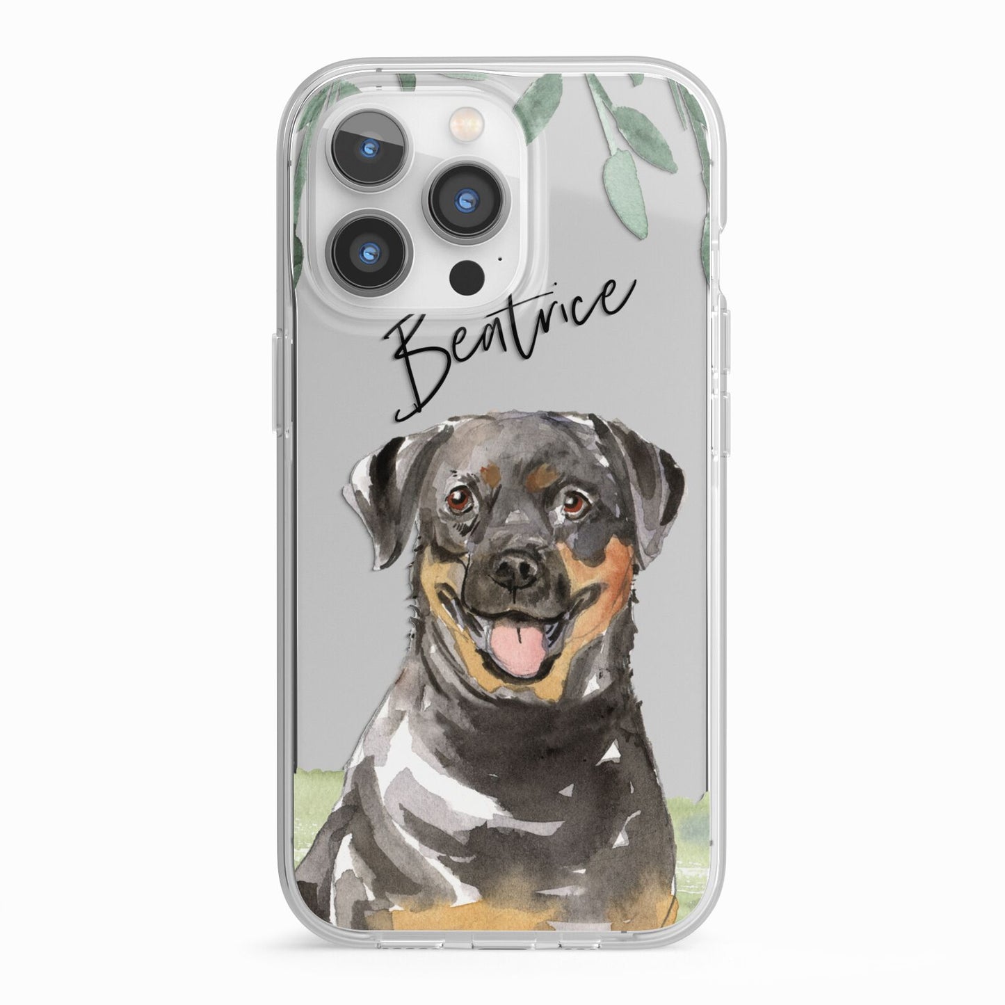 Personalised Rottweiler iPhone 13 Pro TPU Impact Case with White Edges