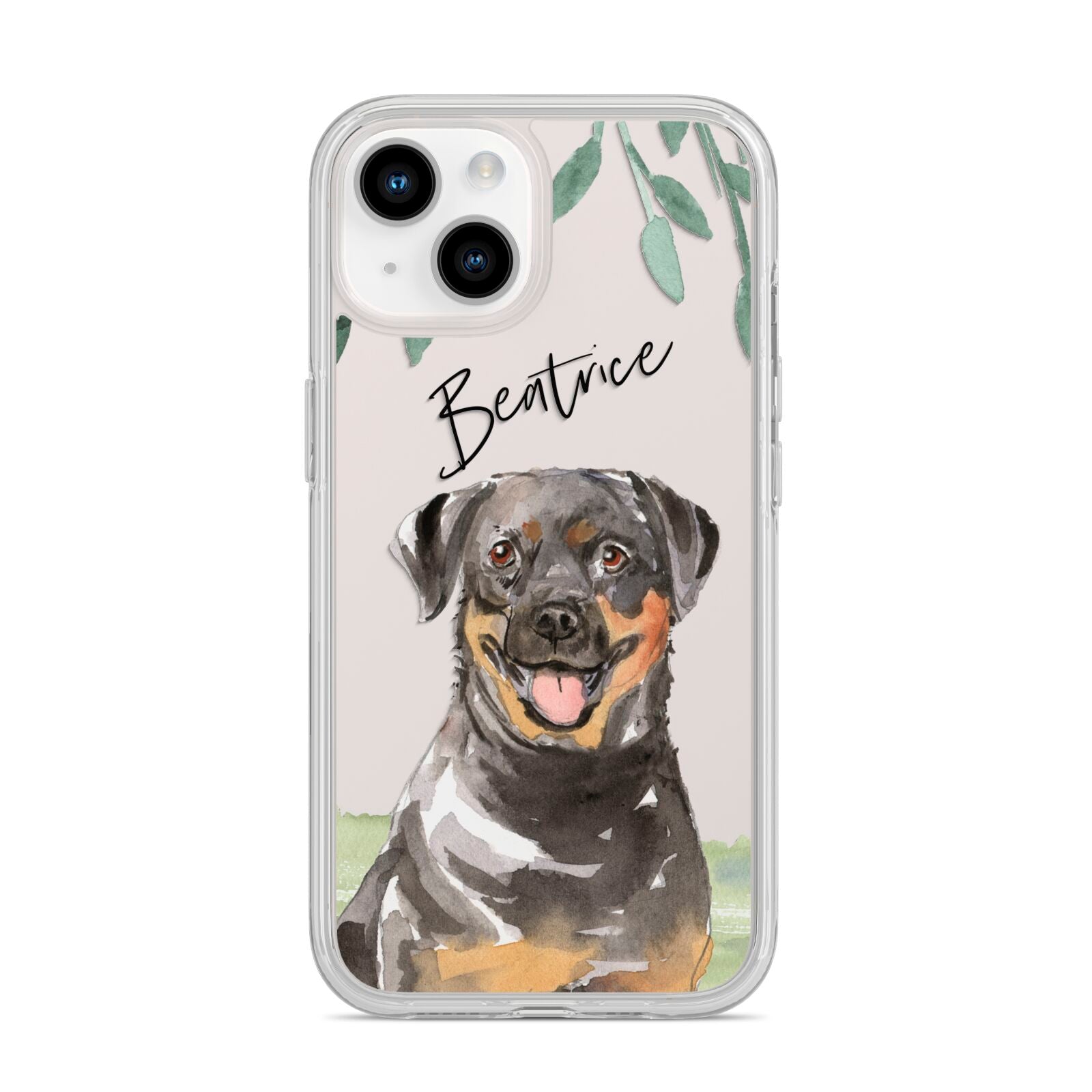 Personalised Rottweiler iPhone 14 Clear Tough Case Starlight